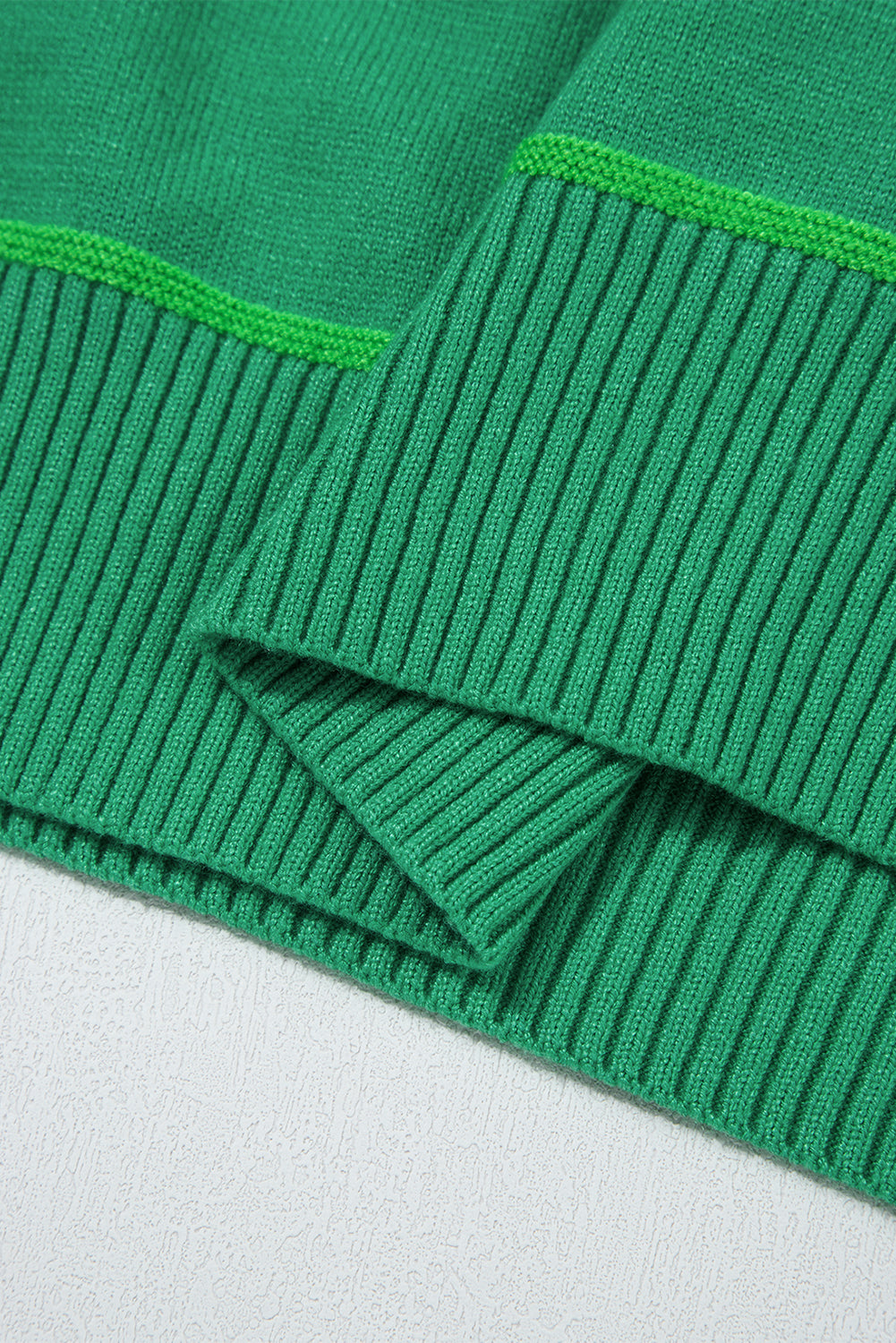 Green Colorblock Striped Half Sleeve Drop Shoulder Sweater-TOPS / DRESSES-[Adult]-[Female]-2022 Online Blue Zone Planet