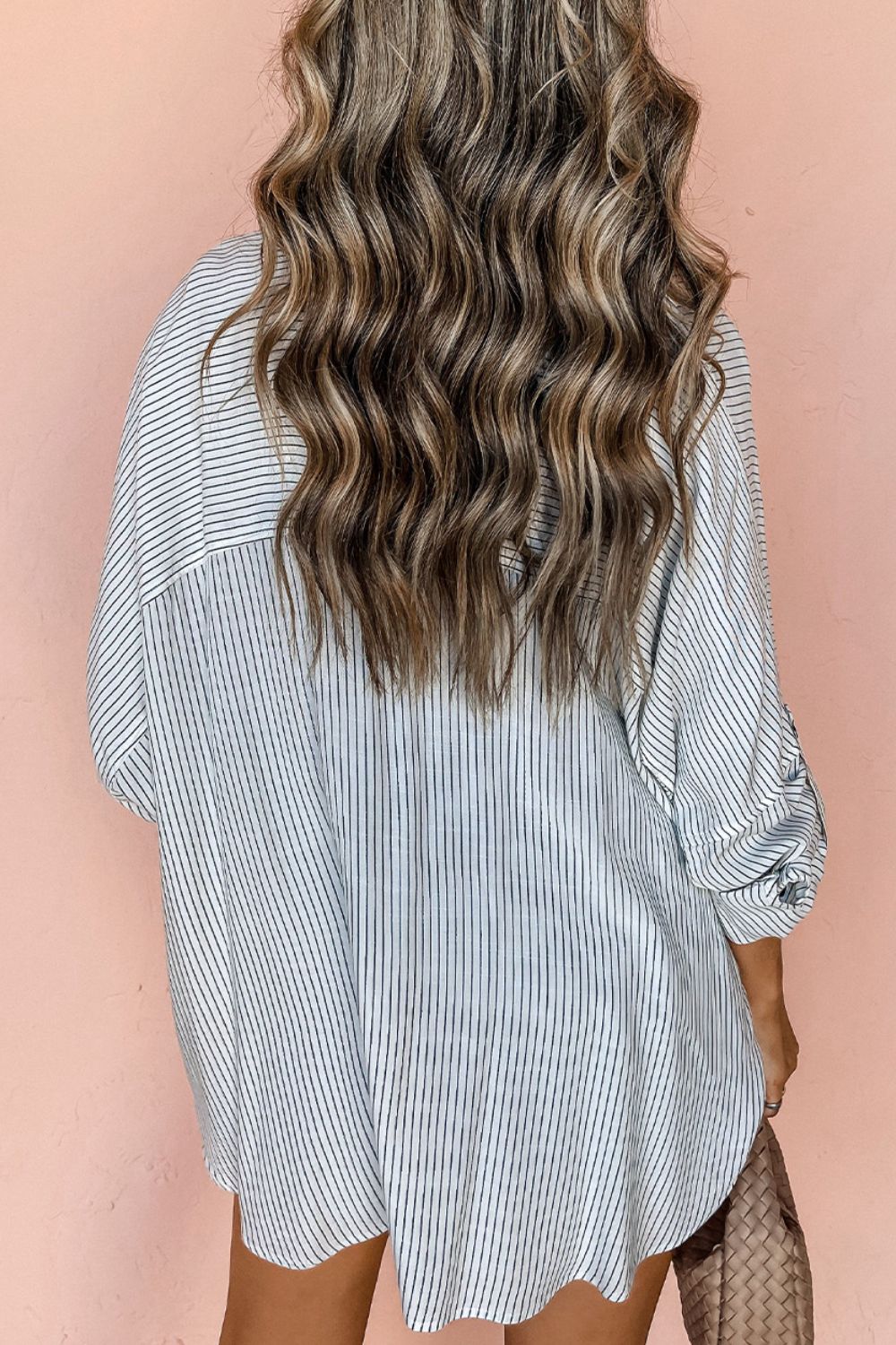 Striped Collared Neck Long Sleeve Shirt-TOPS / DRESSES-[Adult]-[Female]-2022 Online Blue Zone Planet