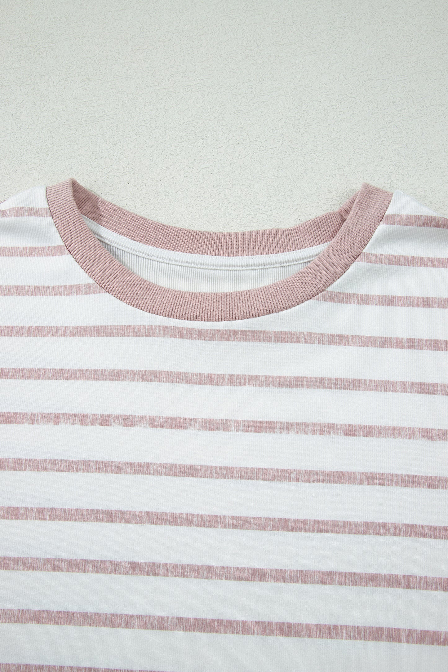 Khaki Stripe Color Block Trim Round Neck Short Sleeve Top-Tops/Tops & Tees-[Adult]-[Female]-2022 Online Blue Zone Planet