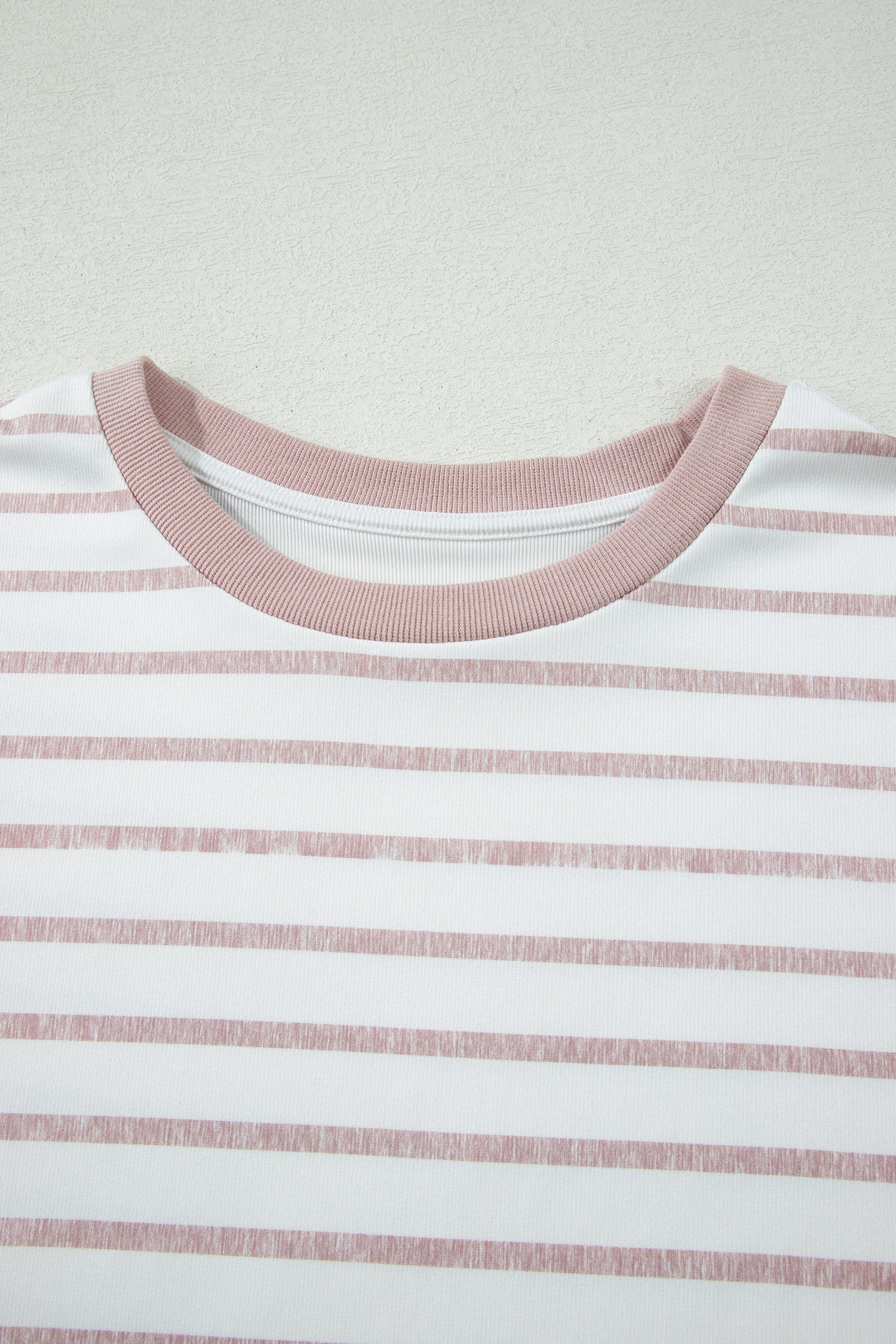 Khaki Stripe Color Block Trim Round Neck Short Sleeve Top-Tops/Tops & Tees-[Adult]-[Female]-2022 Online Blue Zone Planet