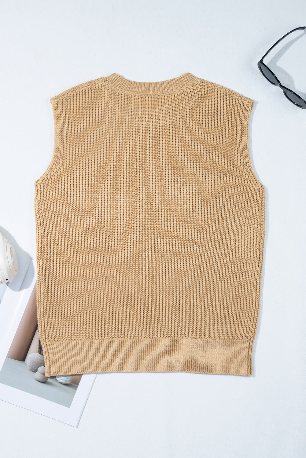 Parchment Sequin Horse Graphic Lightweight Knitted Sweater Vest-TOPS / DRESSES-[Adult]-[Female]-2022 Online Blue Zone Planet
