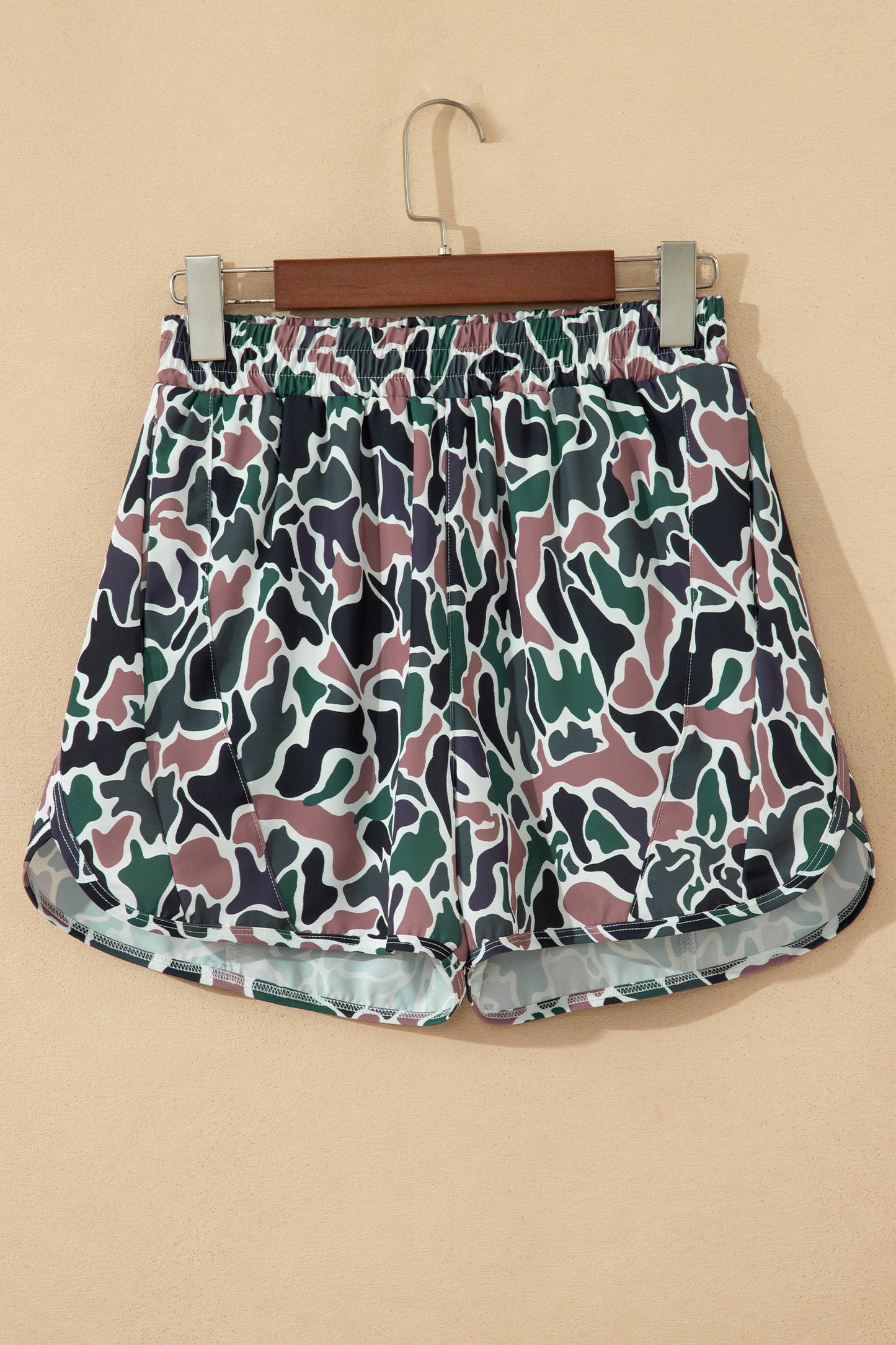 Multicolour Camouflage Print Athletic Lined Shorts-Bottoms/Casual Shorts-[Adult]-[Female]-2022 Online Blue Zone Planet