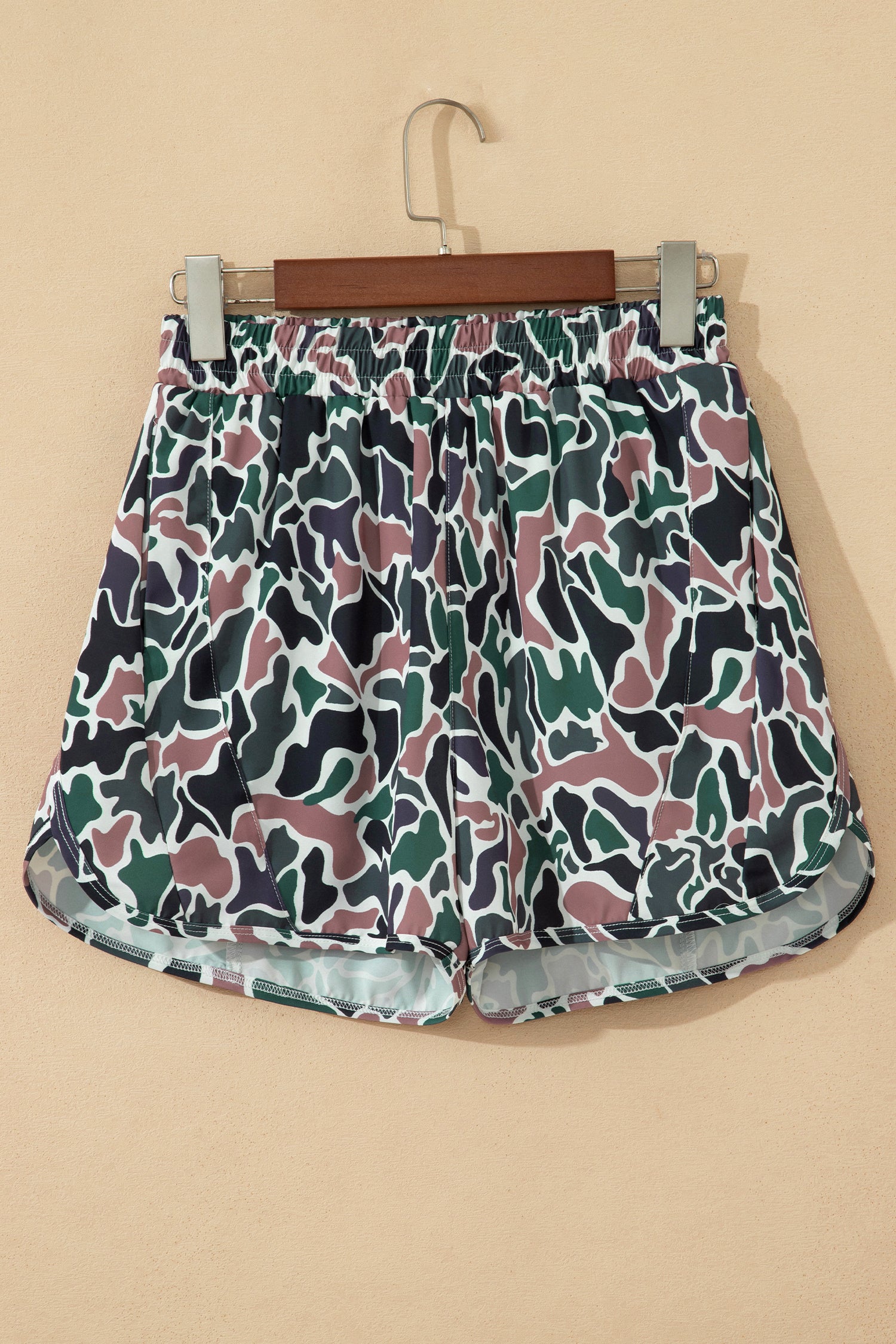 Multicolour Camouflage Print Athletic Lined Shorts-Bottoms/Casual Shorts-[Adult]-[Female]-2022 Online Blue Zone Planet