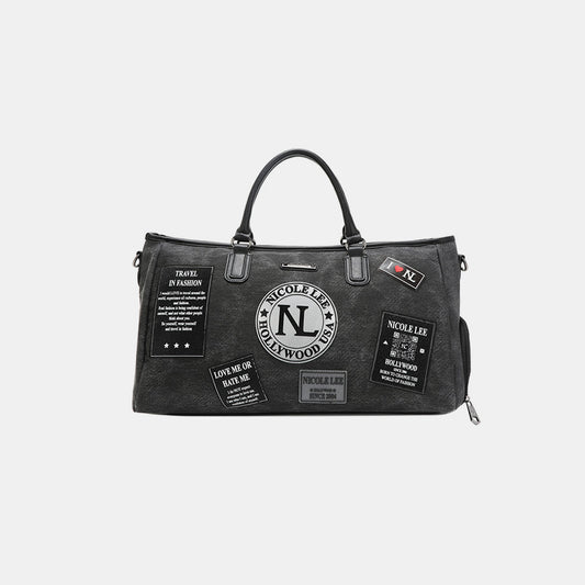 Nicole Lee USA Denim Patch Duffel-HANDBAGS-[Adult]-[Female]-Gray-One Size-2022 Online Blue Zone Planet