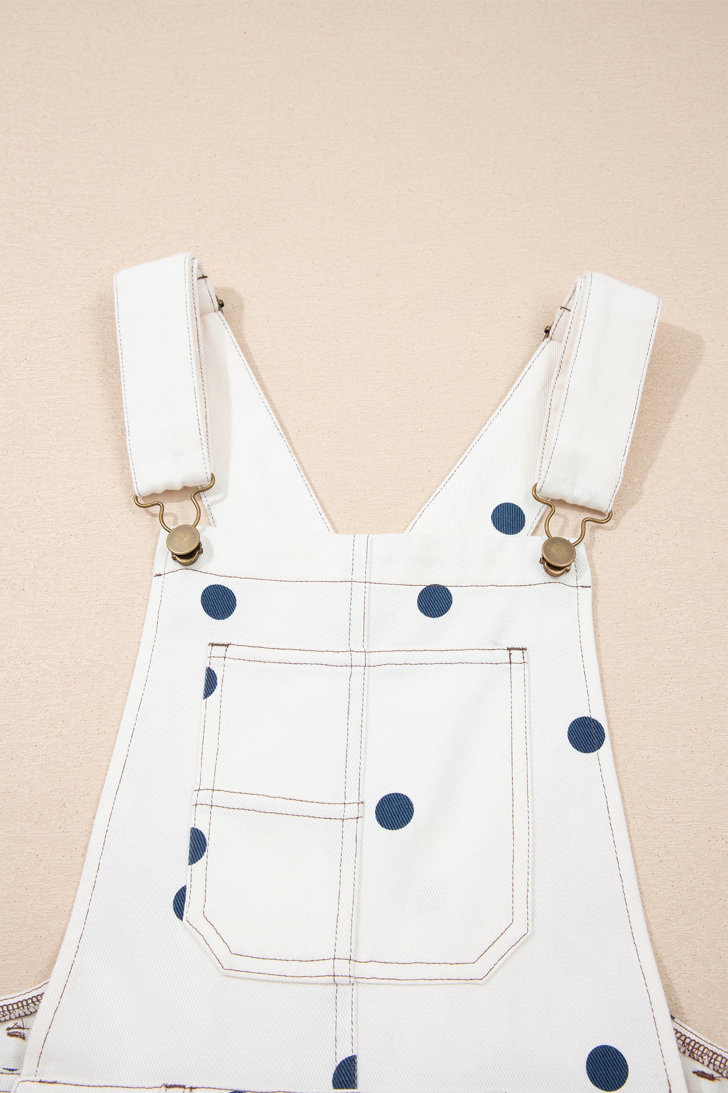 Jet Stream Polka Dot Print Bib Pocket Denim Barrel Overalls Jumpsuit-Bottoms/Jumpsuits & Rompers-[Adult]-[Female]-2022 Online Blue Zone Planet