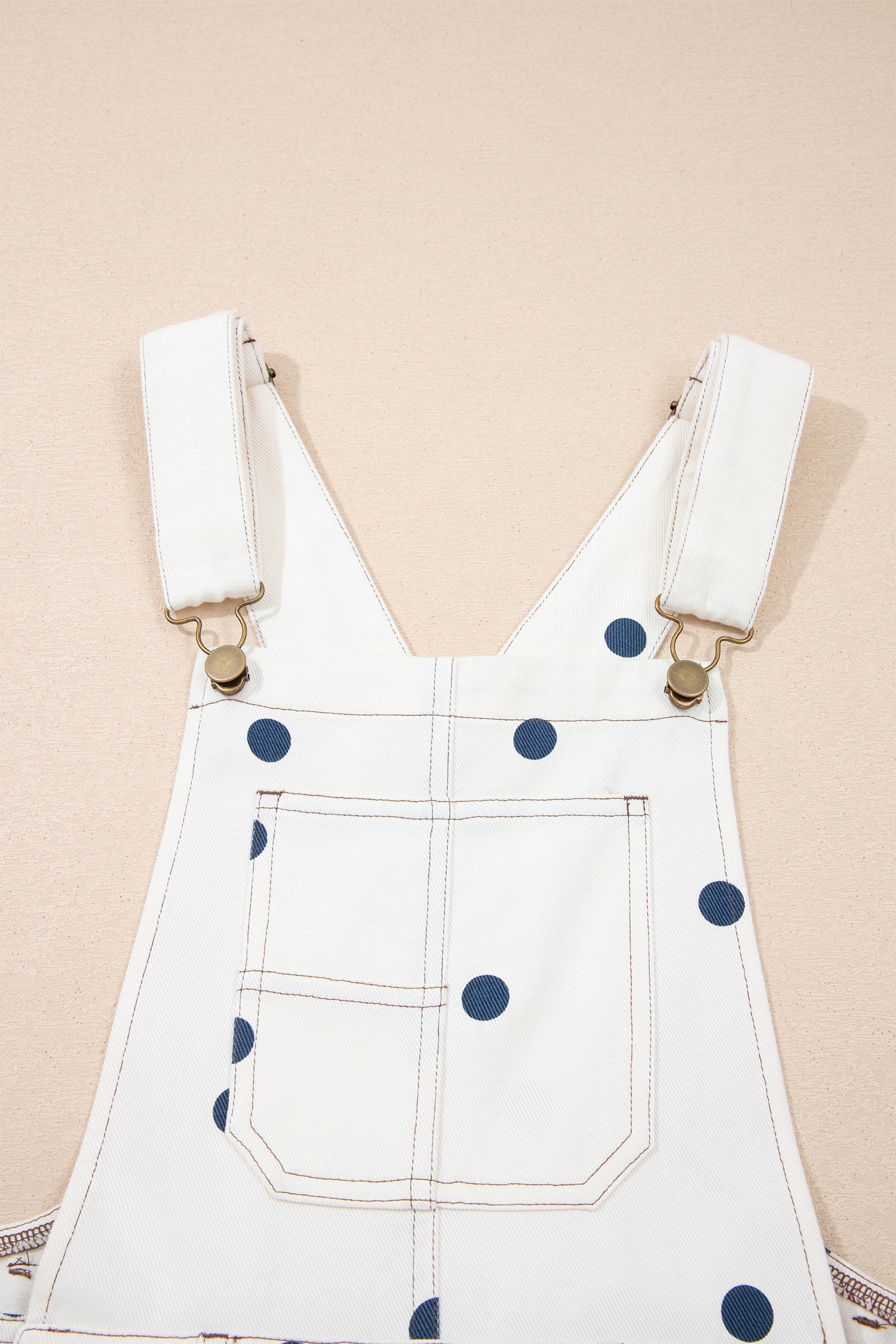 Jet Stream Polka Dot Print Bib Pocket Denim Barrel Overalls Jumpsuit-Bottoms/Jumpsuits & Rompers-[Adult]-[Female]-2022 Online Blue Zone Planet
