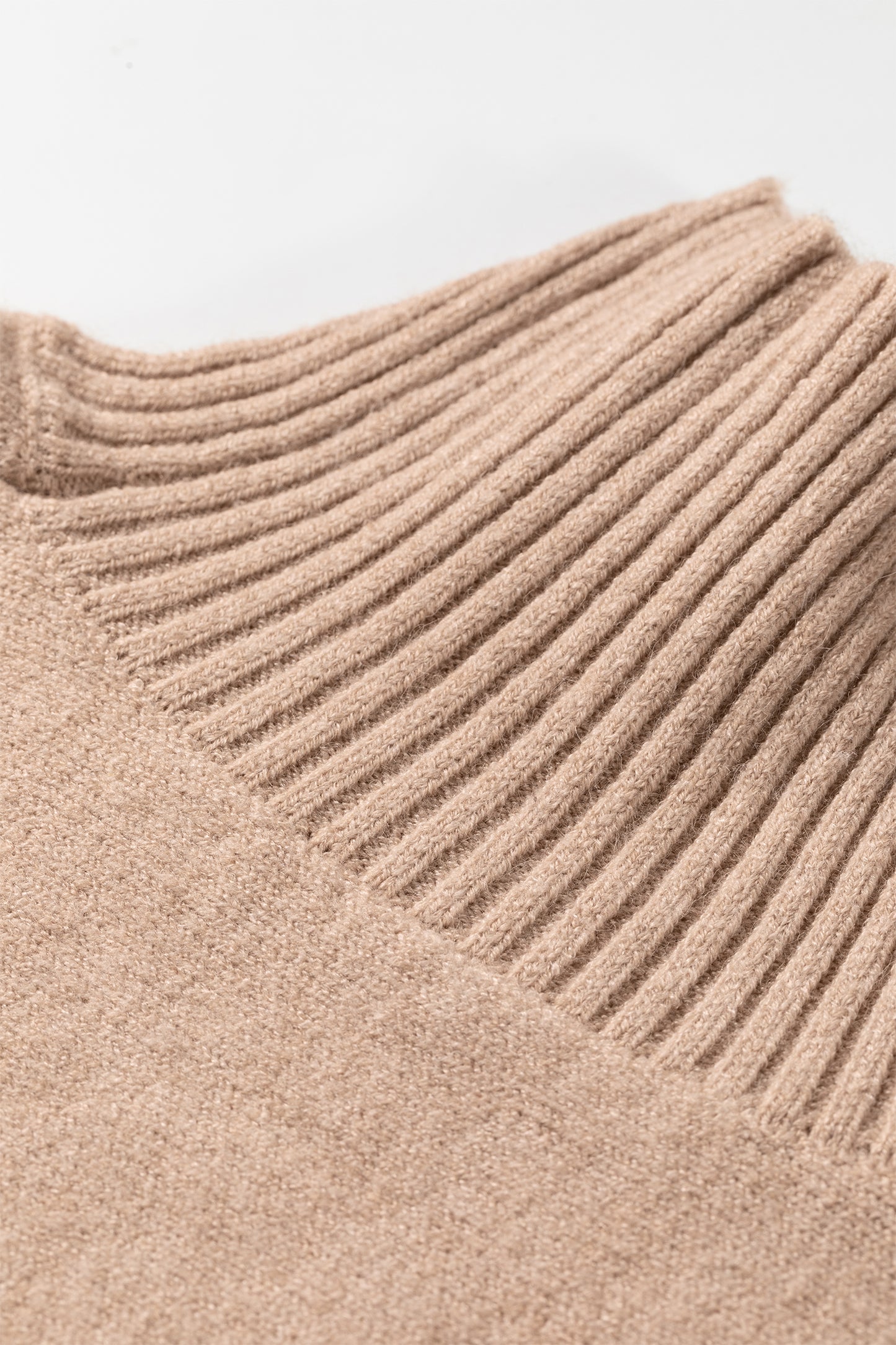 Beige High Neck Short Sleeve Solid Shift Sweater Regular Wash Casual Daily Wear-TOPS / DRESSES-[Adult]-[Female]-2022 Online Blue Zone Planet