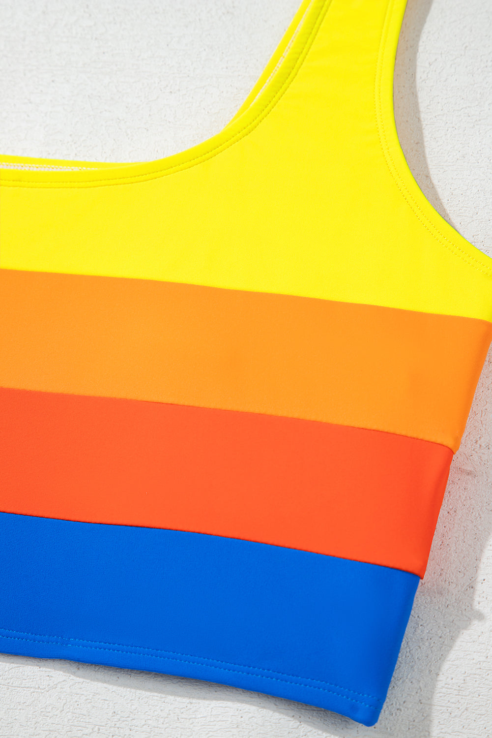 Blue Colorblock Square Neck Top Pleated High Waisted Bikini-Swimwear/High Waisted Swimsuit-[Adult]-[Female]-2022 Online Blue Zone Planet