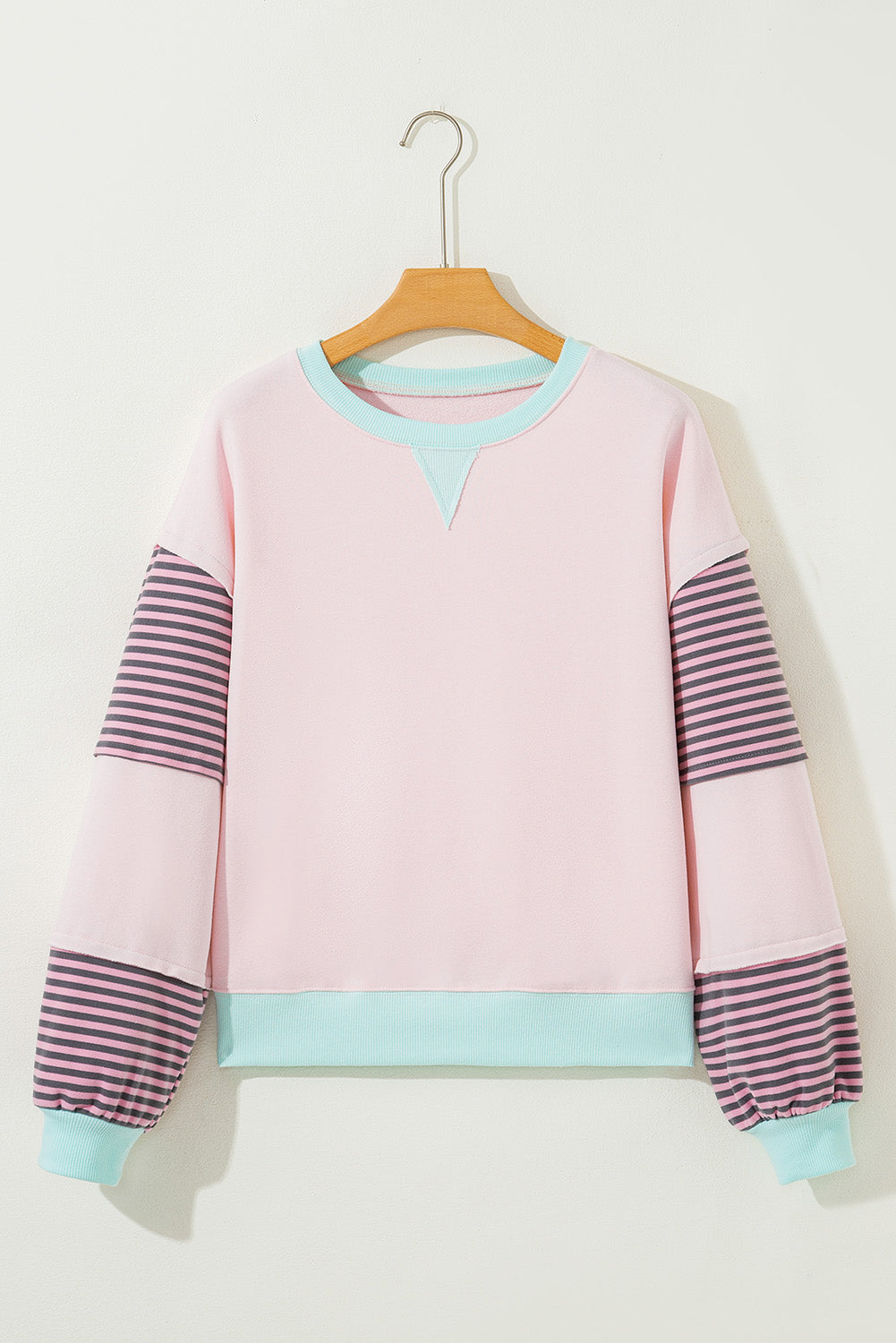 Delicacy Striped Colorblock Patchwork Drop Shoulder Sweatshirt-Tops/Sweatshirts & Hoodies-[Adult]-[Female]-Delicacy-S-2022 Online Blue Zone Planet