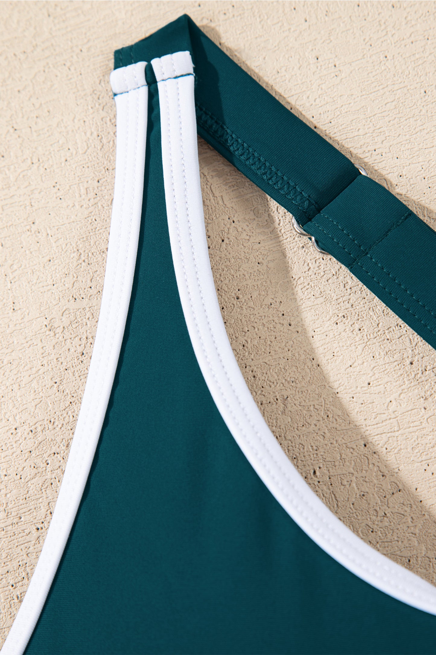 Blue Sapphire Contrast Edge Ruffled High Waist One Piece Swim Dress-TOPS / DRESSES-[Adult]-[Female]-2022 Online Blue Zone Planet