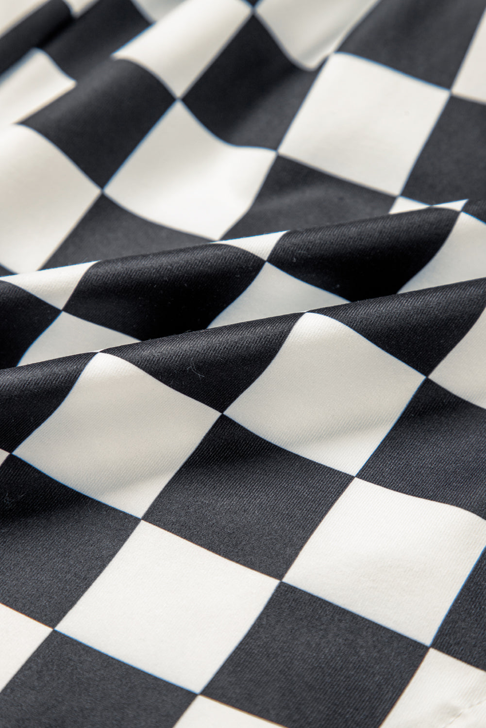 Blue Zone Planet | Black Checkered Print High Waist Casual Shorts-Bottoms/Casual Shorts-[Adult]-[Female]-2022 Online Blue Zone Planet