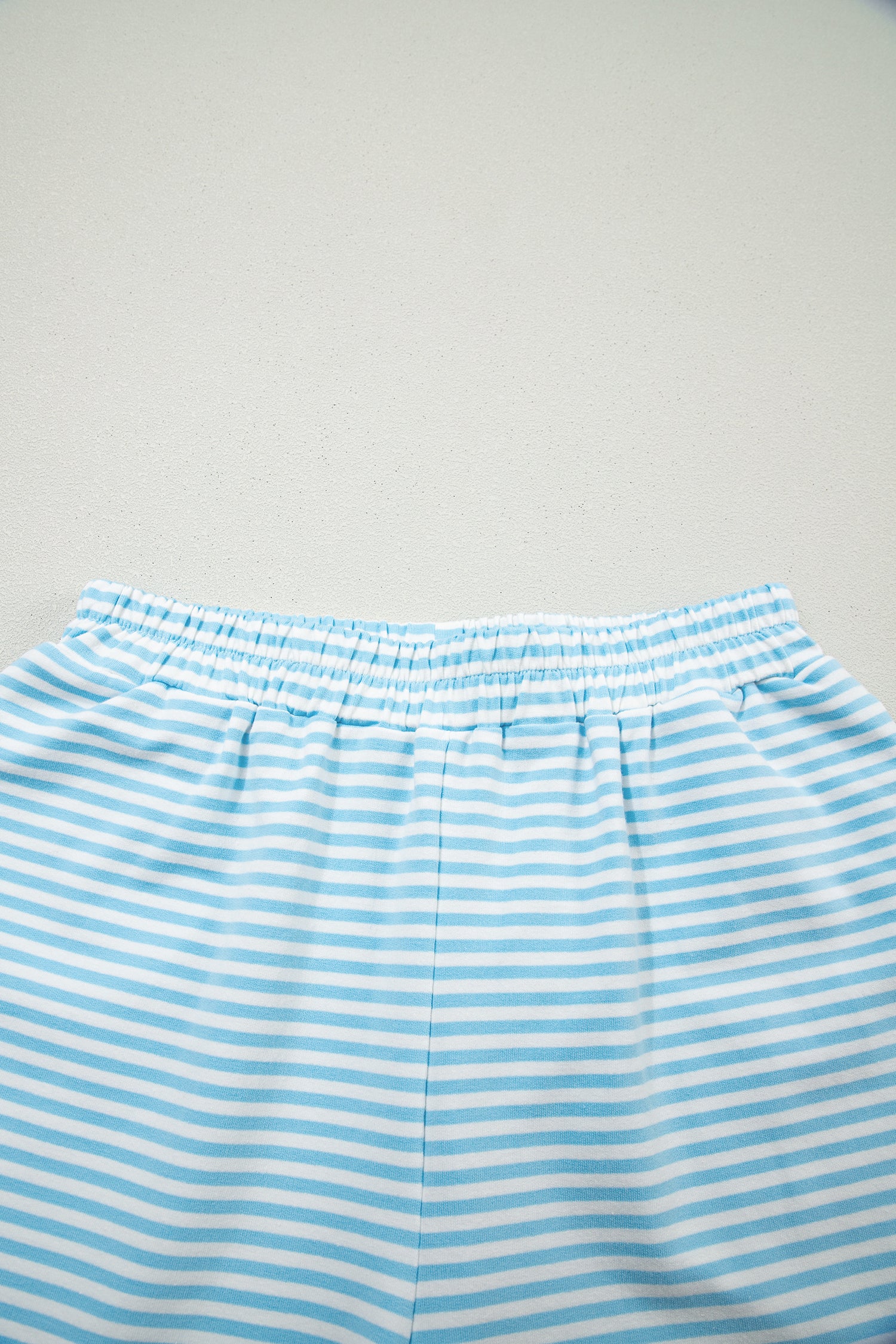 Sky Blue Stripe Oversize Mock Neck Sweatshirt and Shorts Set-Two Piece Sets/Short Sets-[Adult]-[Female]-2022 Online Blue Zone Planet