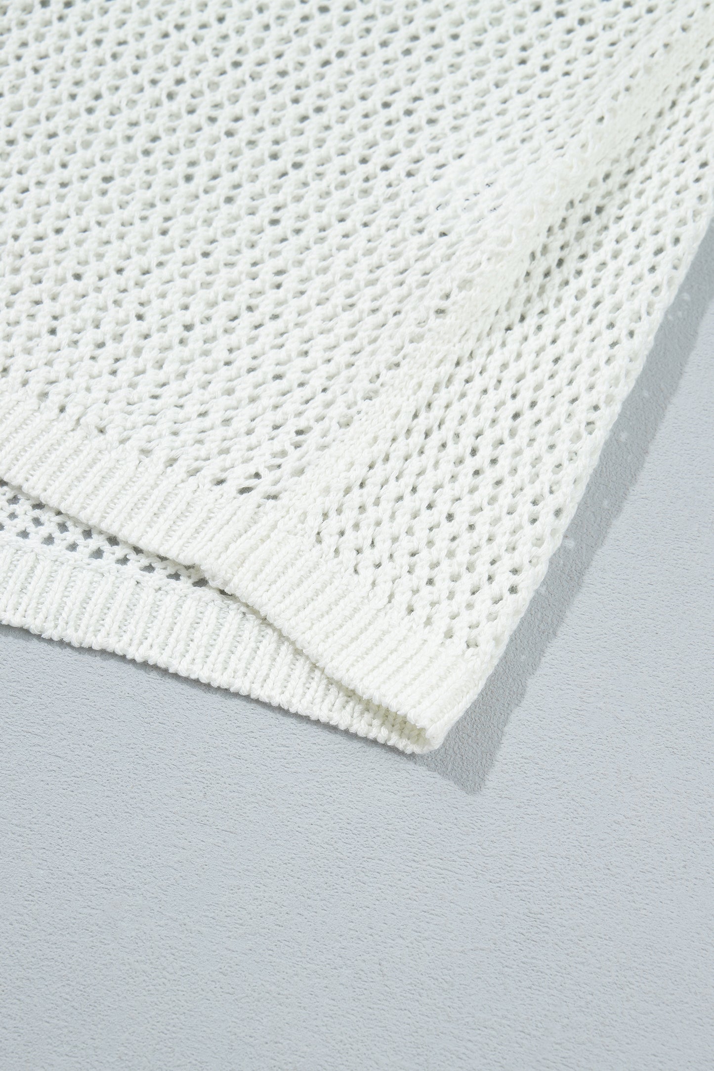 White Open Knit Fish Embroidered Casual Sweater-TOPS / DRESSES-[Adult]-[Female]-2022 Online Blue Zone Planet