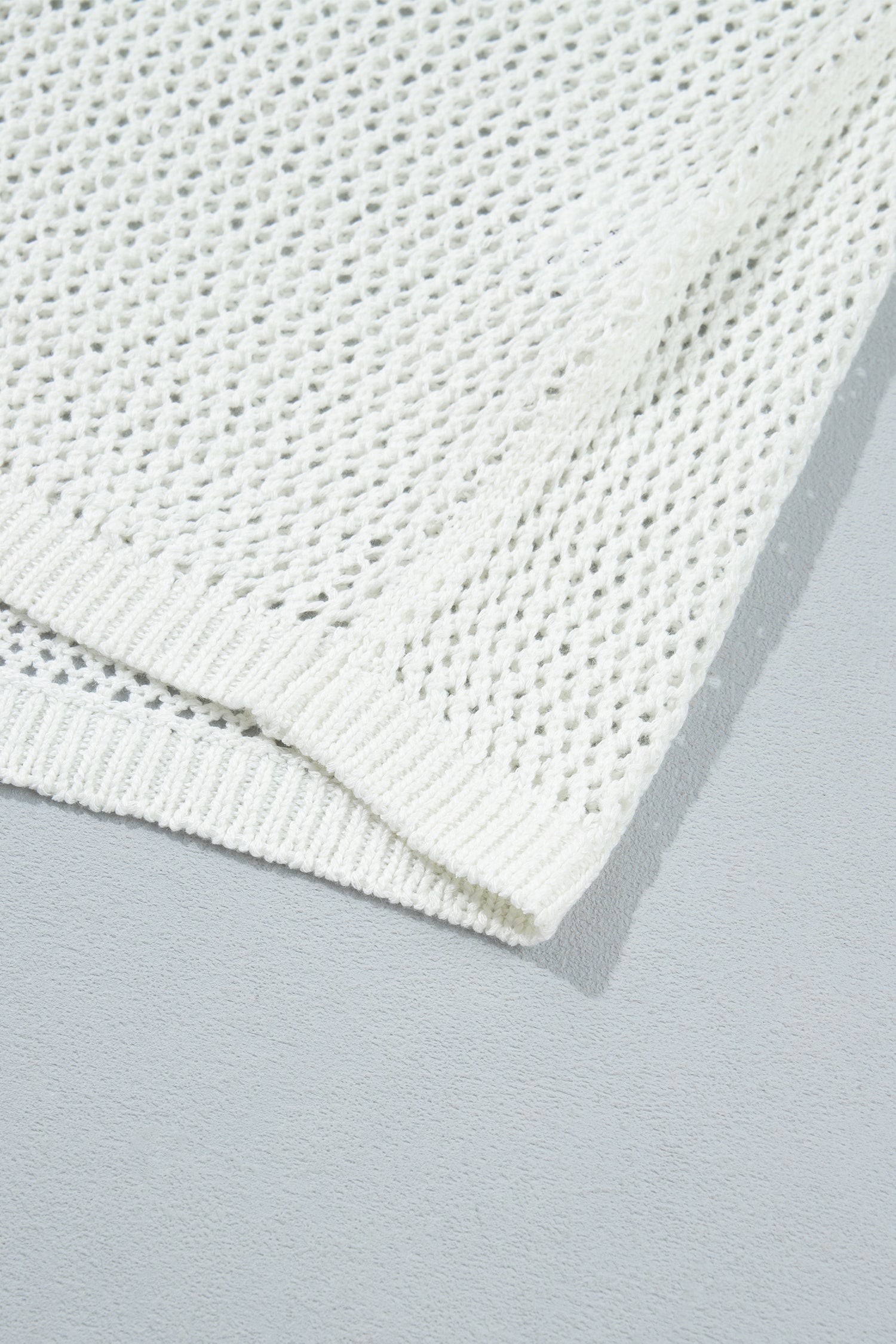 White Open Knit Fish Embroidered Casual Sweater-TOPS / DRESSES-[Adult]-[Female]-2022 Online Blue Zone Planet