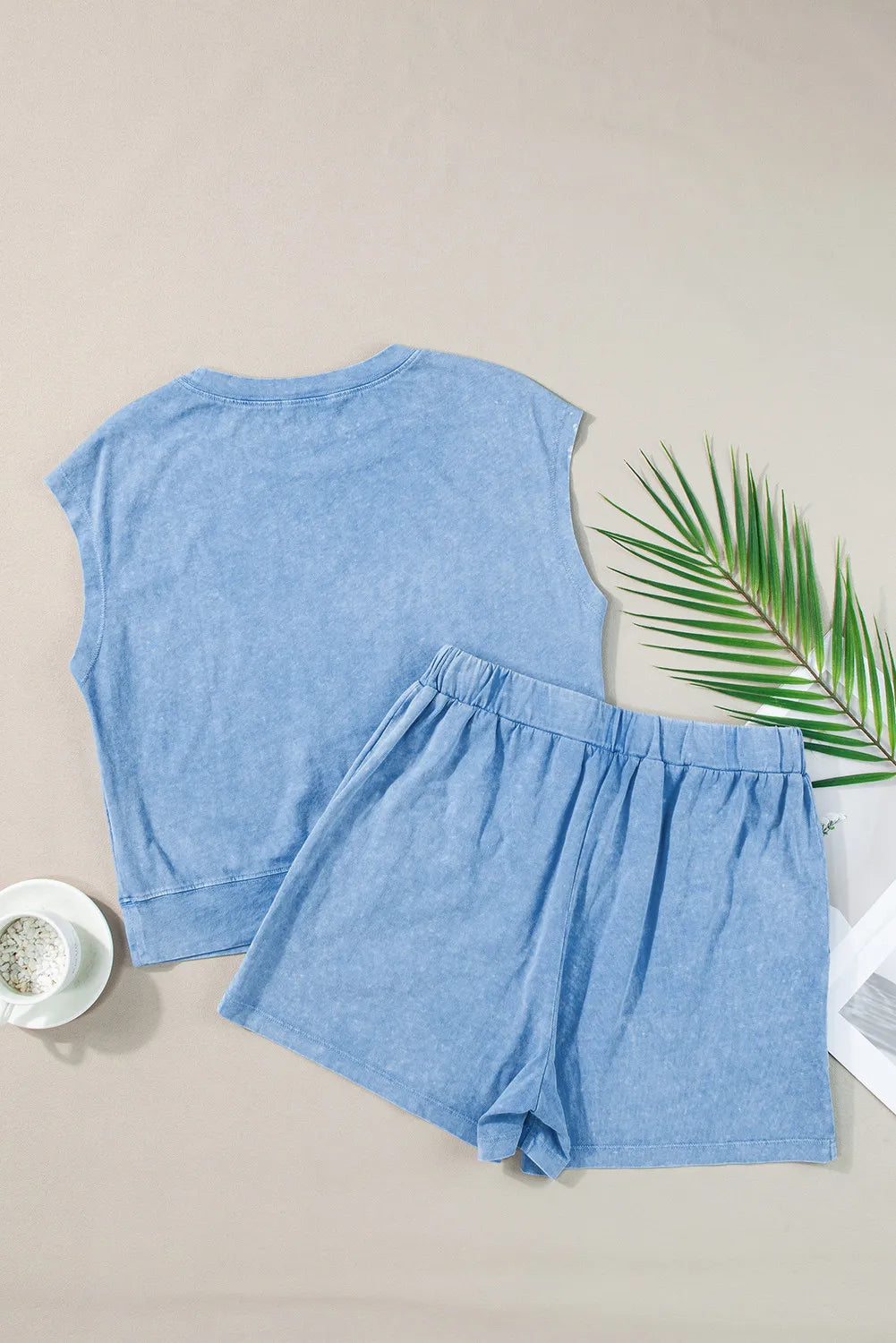 Blue Zone Planet | Round Neck Short Sleeve Top and Shorts Set-TOPS / DRESSES-[Adult]-[Female]-2022 Online Blue Zone Planet