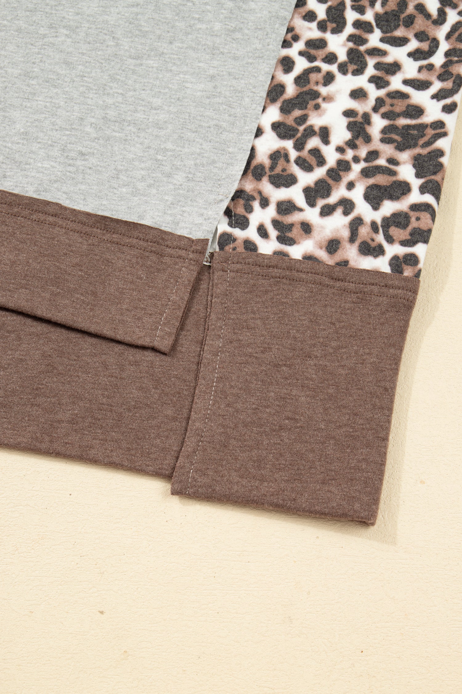 Gray Plus Size Leopard Color Block Patchwork Dolman Sweatshirt-Plus Size/Plus Size Sweatshirts & Hoodies-[Adult]-[Female]-2022 Online Blue Zone Planet