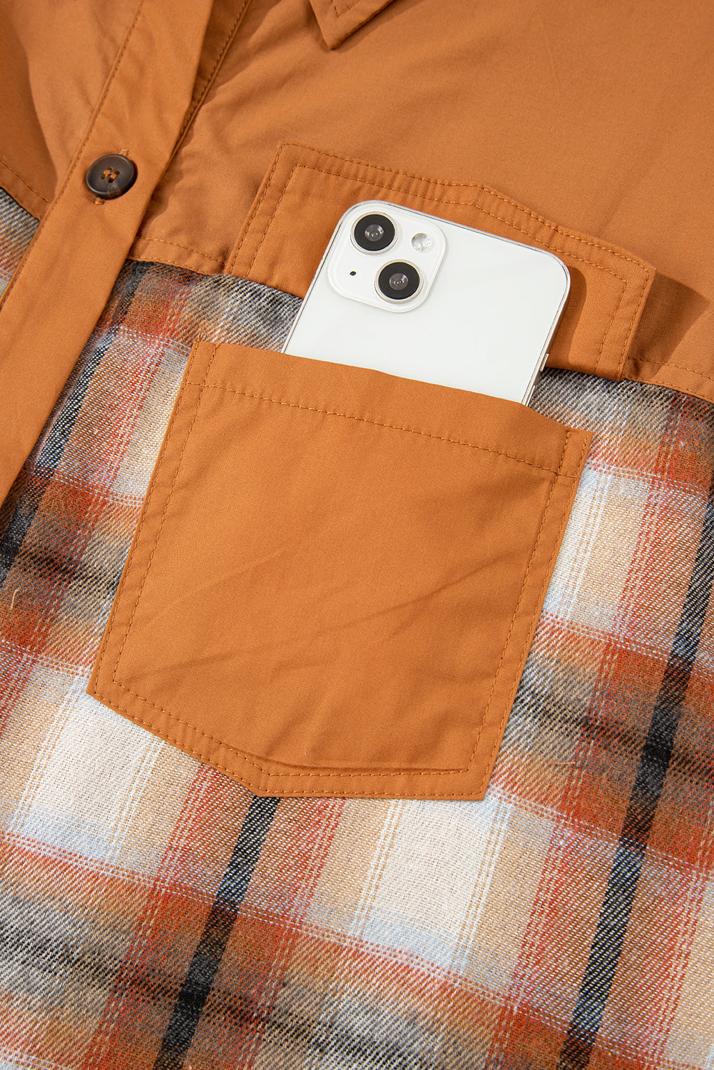 Khaki Plaid Color Block Patchwork Ruffle Hem Tunic Shirt Dress-TOPS / DRESSES-[Adult]-[Female]-2022 Online Blue Zone Planet