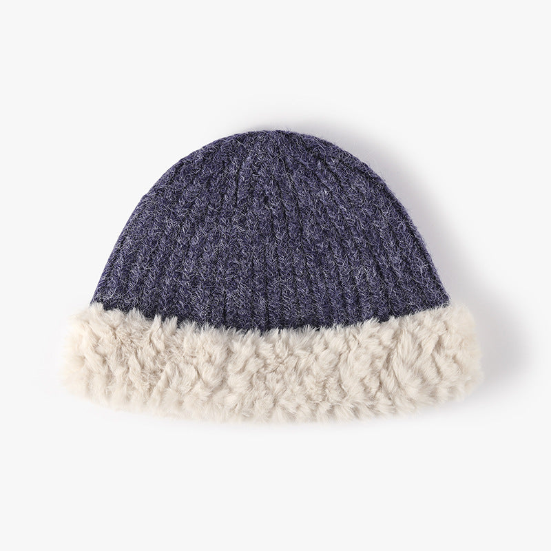 Fuzzy Hem Knit Hat-BEANIES-[Adult]-[Female]-Indigo-One Size-2022 Online Blue Zone Planet