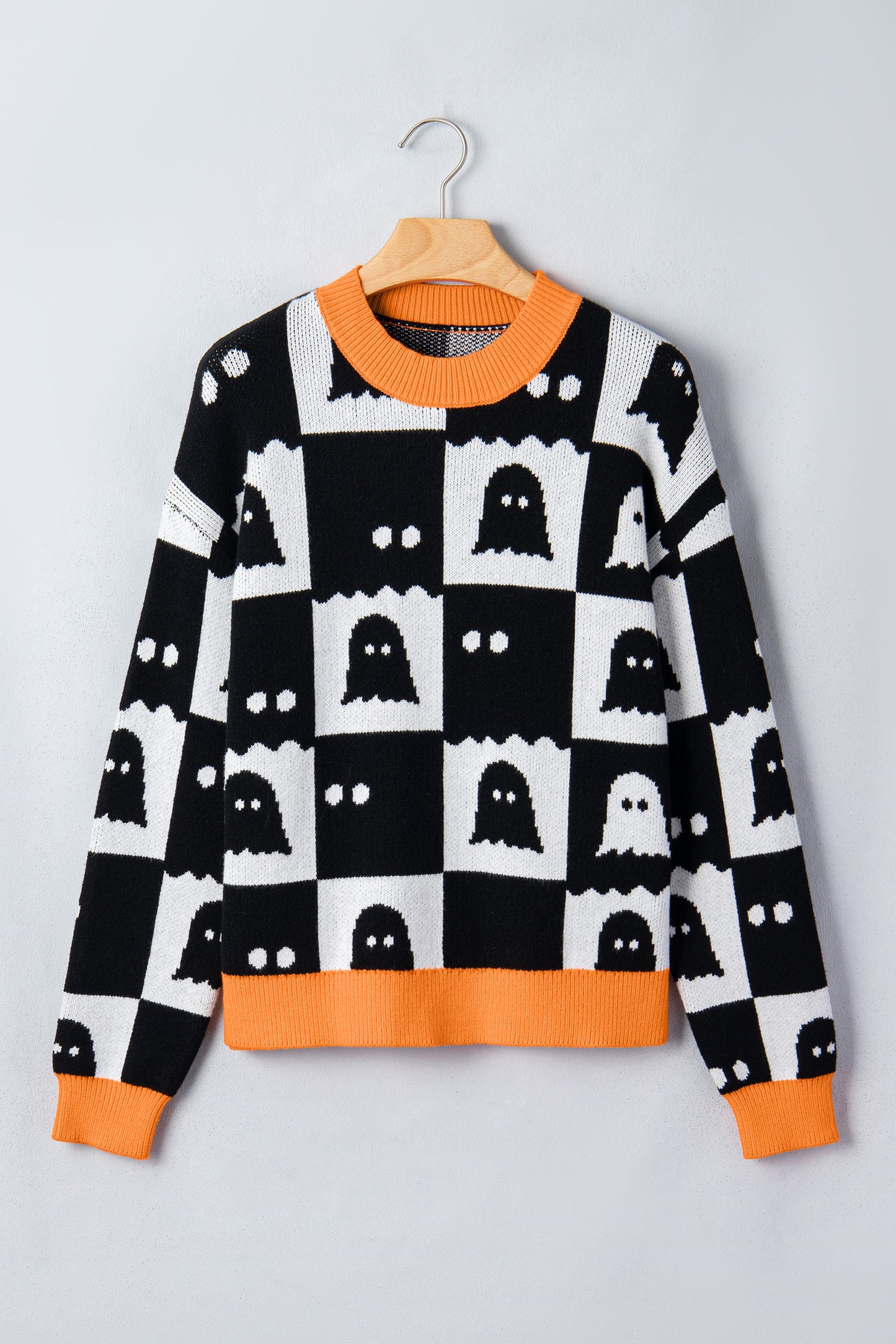 Black High Neck Drop Shoulder Geometric Print Sweater-Sweaters & Cardigans/Sweaters-[Adult]-[Female]-2022 Online Blue Zone Planet