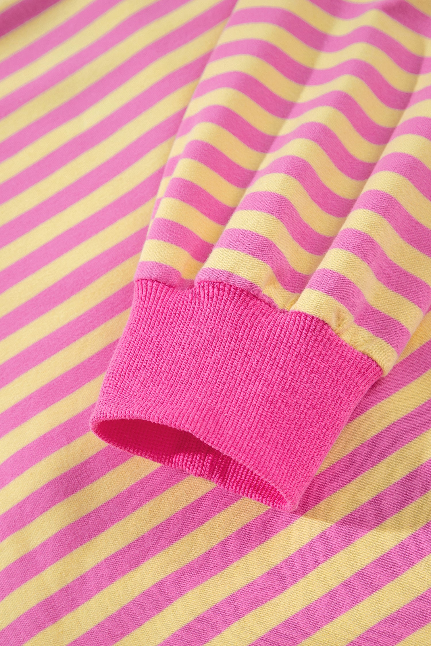 Rose Red Striped Long Sleeve Zip-Up Hoodie Drawstring Elastic Waist 2pcs Short Set-Two Piece Sets/Short Sets-[Adult]-[Female]-2022 Online Blue Zone Planet