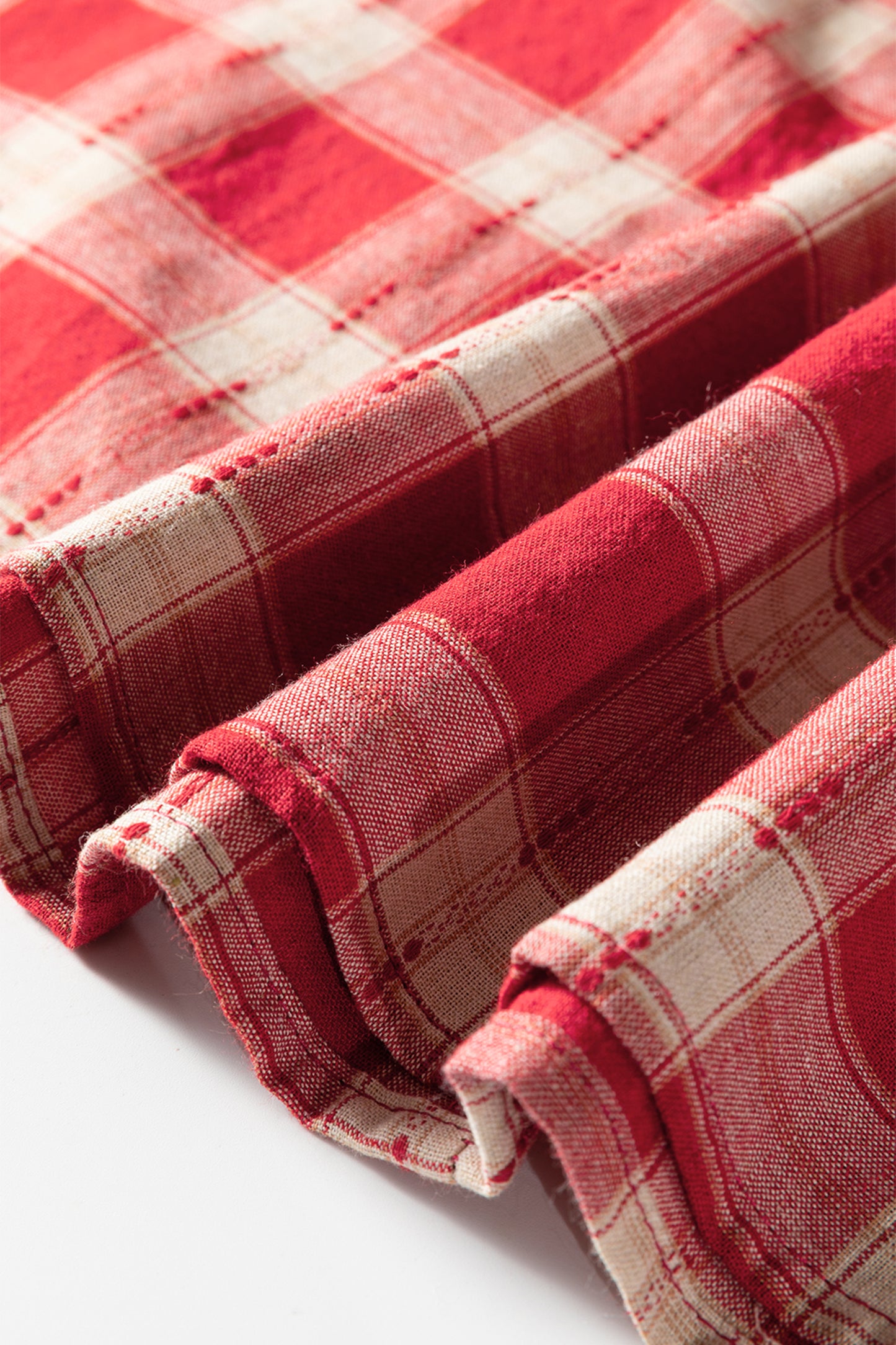 Red Plaid Print Smocked Puff Sleeve Mini Dress-TOPS / DRESSES-[Adult]-[Female]-2022 Online Blue Zone Planet