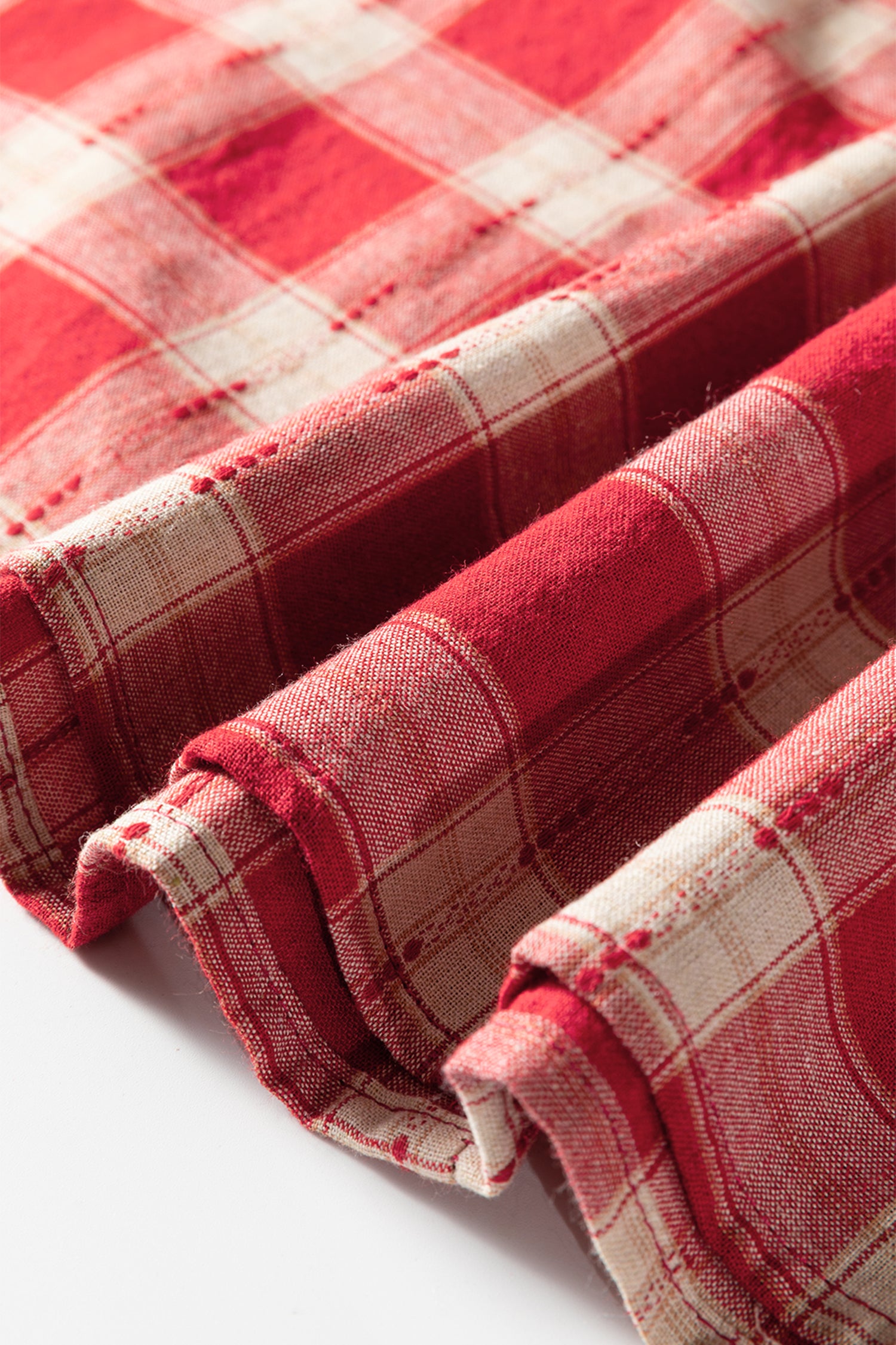 Red Plaid Print Smocked Puff Sleeve Mini Dress-TOPS / DRESSES-[Adult]-[Female]-2022 Online Blue Zone Planet