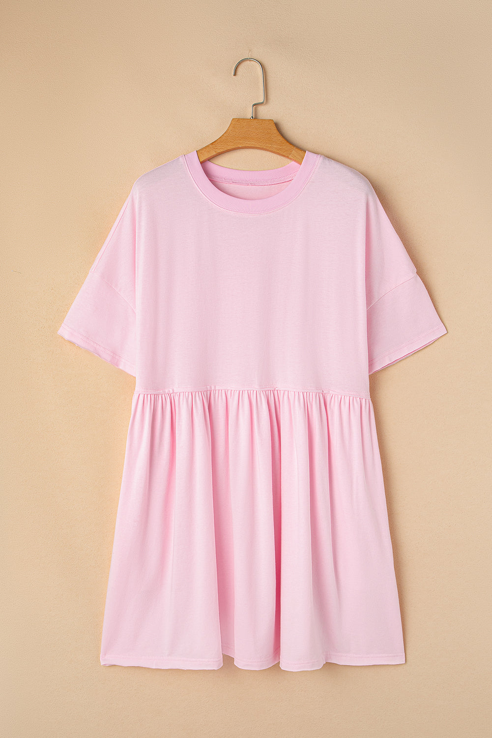 Moonlight Jade Solid Color Pocket Raw Edge Babydoll Dress