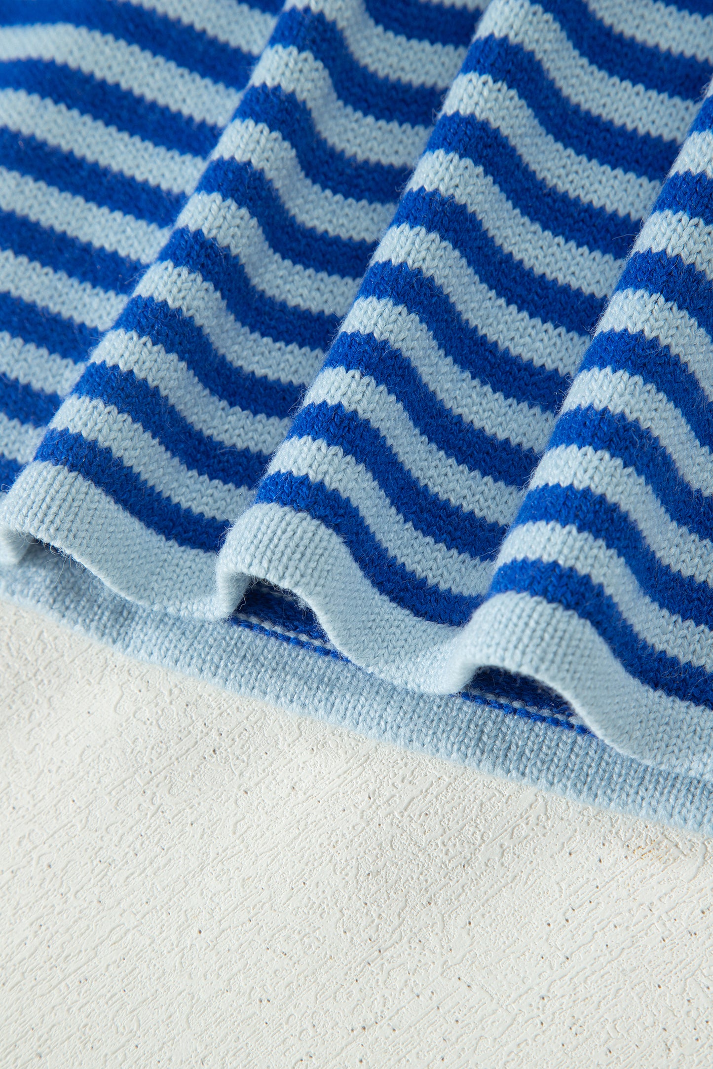 Blue Stripe Loose Half Sleeve Knit Button Down Sweater Cardigan-Sweaters & Cardigans/Cardigans-[Adult]-[Female]-2022 Online Blue Zone Planet