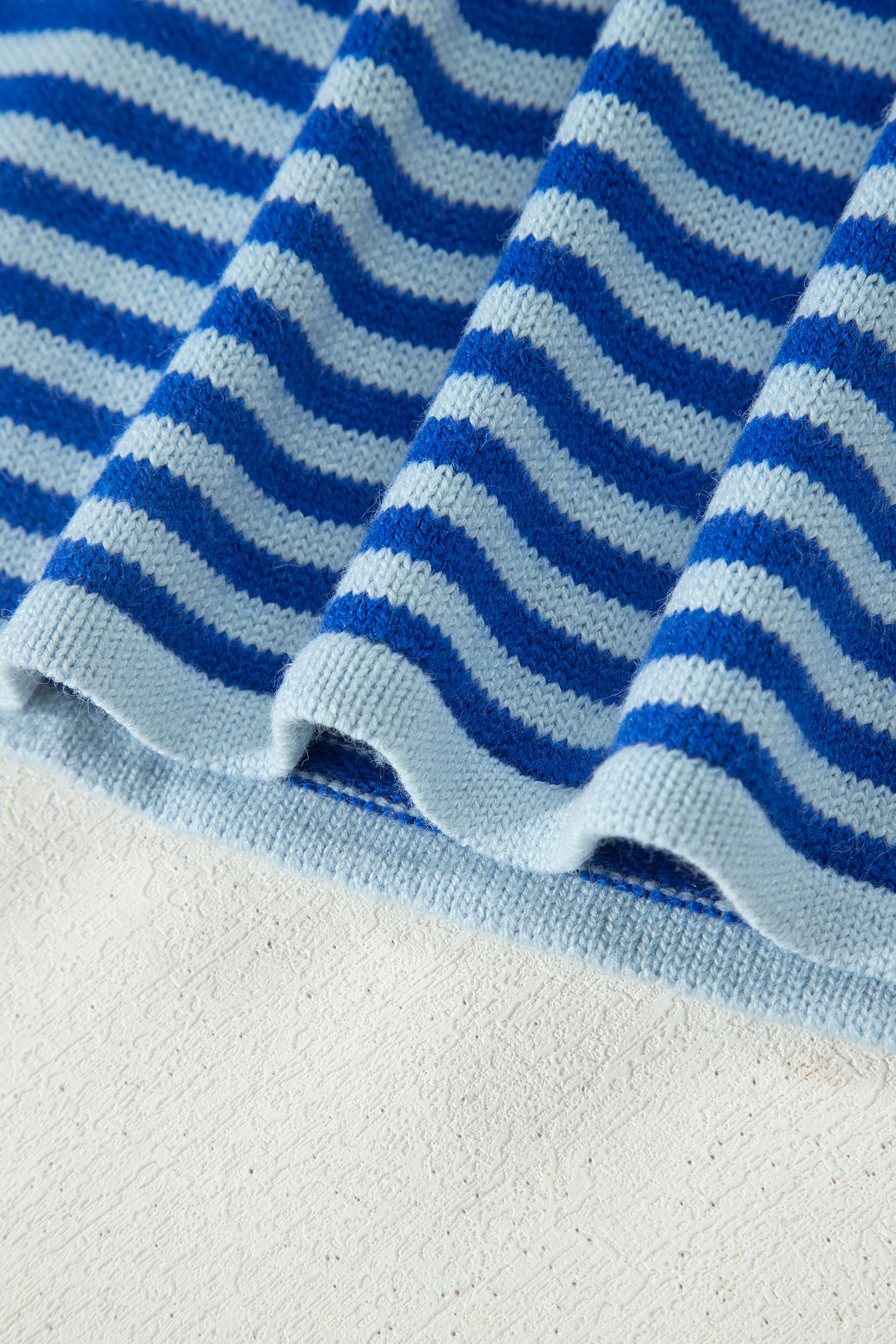 Blue Stripe Loose Half Sleeve Knit Button Down Sweater Cardigan-Sweaters & Cardigans/Cardigans-[Adult]-[Female]-2022 Online Blue Zone Planet