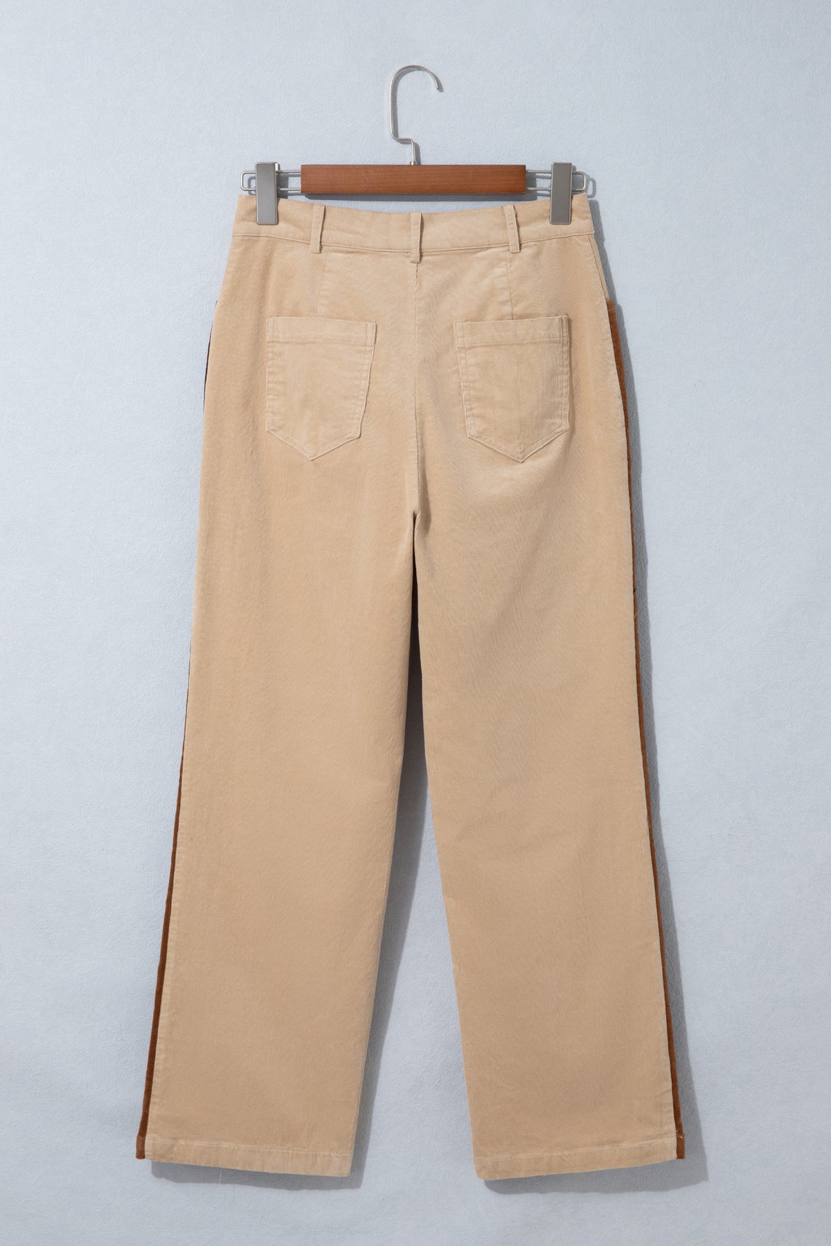 Smoke Gray Corduroy Side Panel Colorblock Straight Leg Pants-Bottoms/Pants & Culotte-[Adult]-[Female]-2022 Online Blue Zone Planet