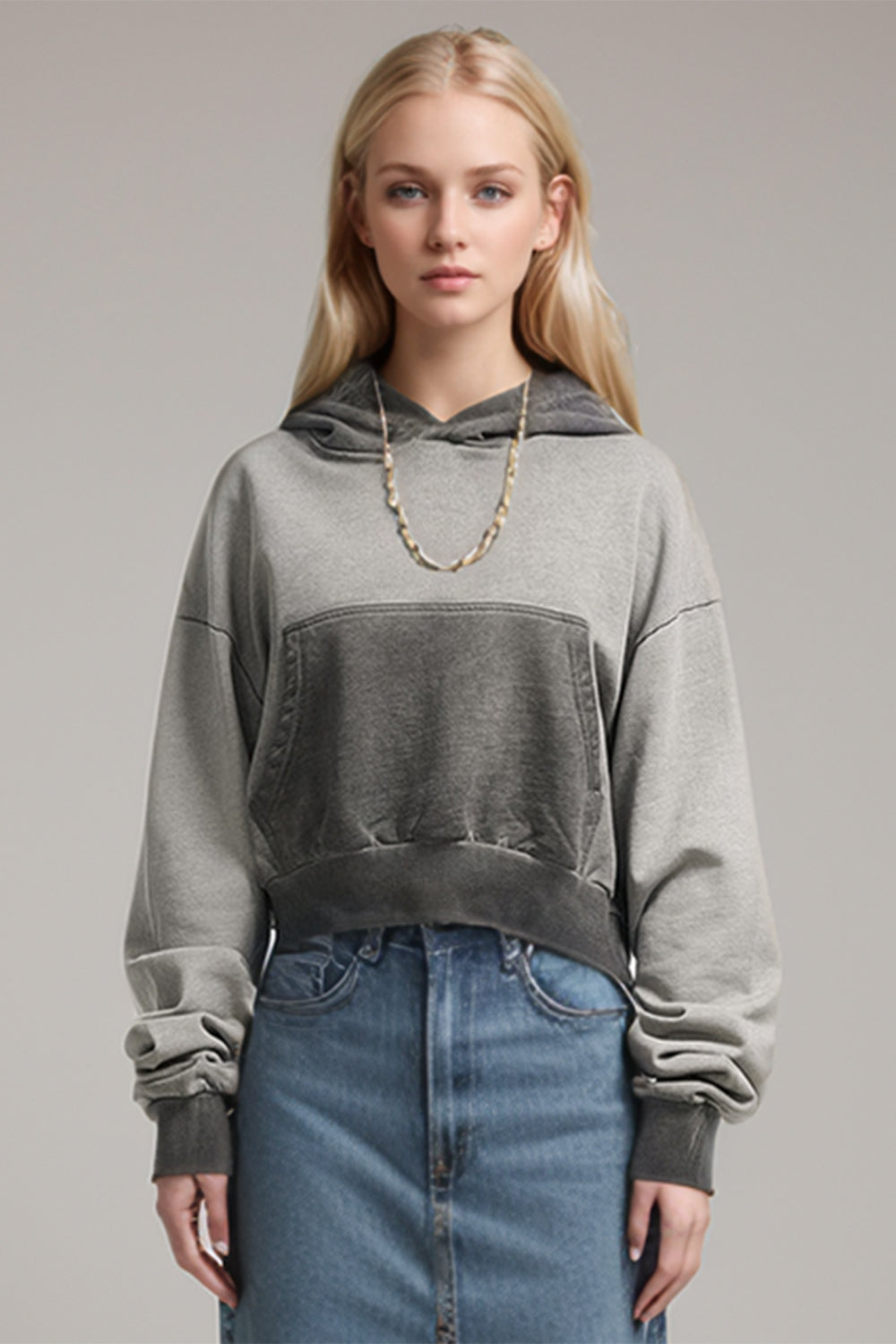 Basic Bae Kangaroo Pocket Long Sleeve Cropped Hoodie-TOPS / DRESSES-[Adult]-[Female]-2022 Online Blue Zone Planet