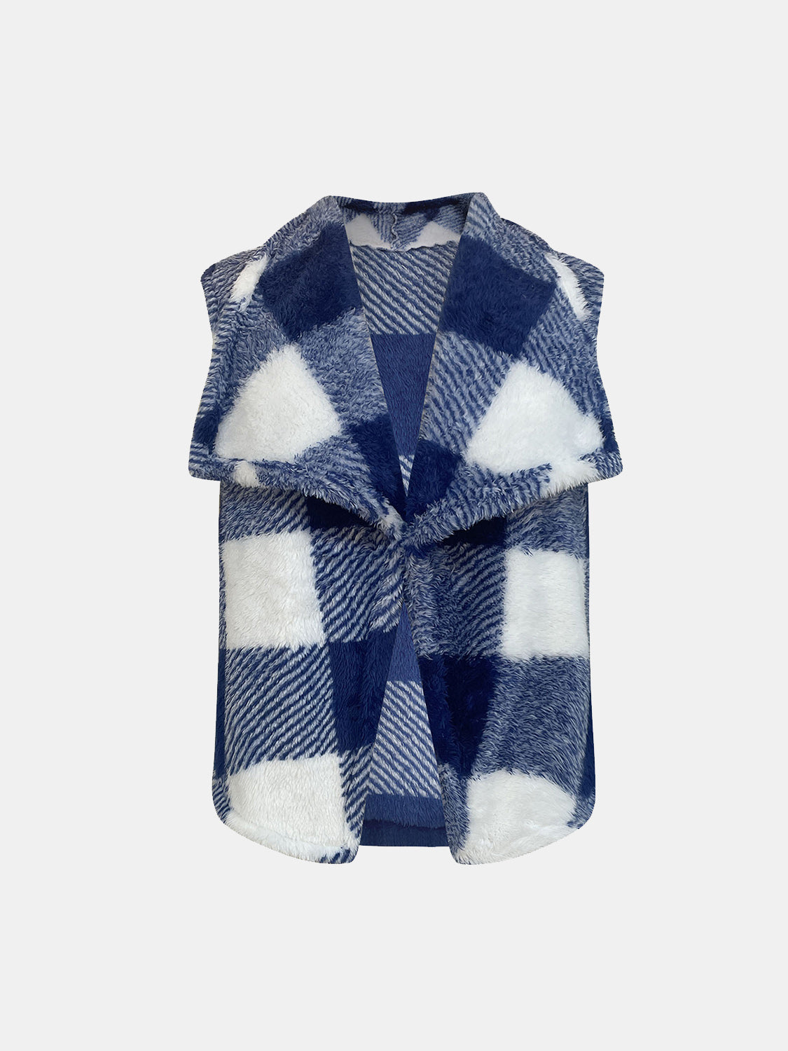 Plaid Open Front Vest Coat-TOPS / DRESSES-[Adult]-[Female]-2022 Online Blue Zone Planet