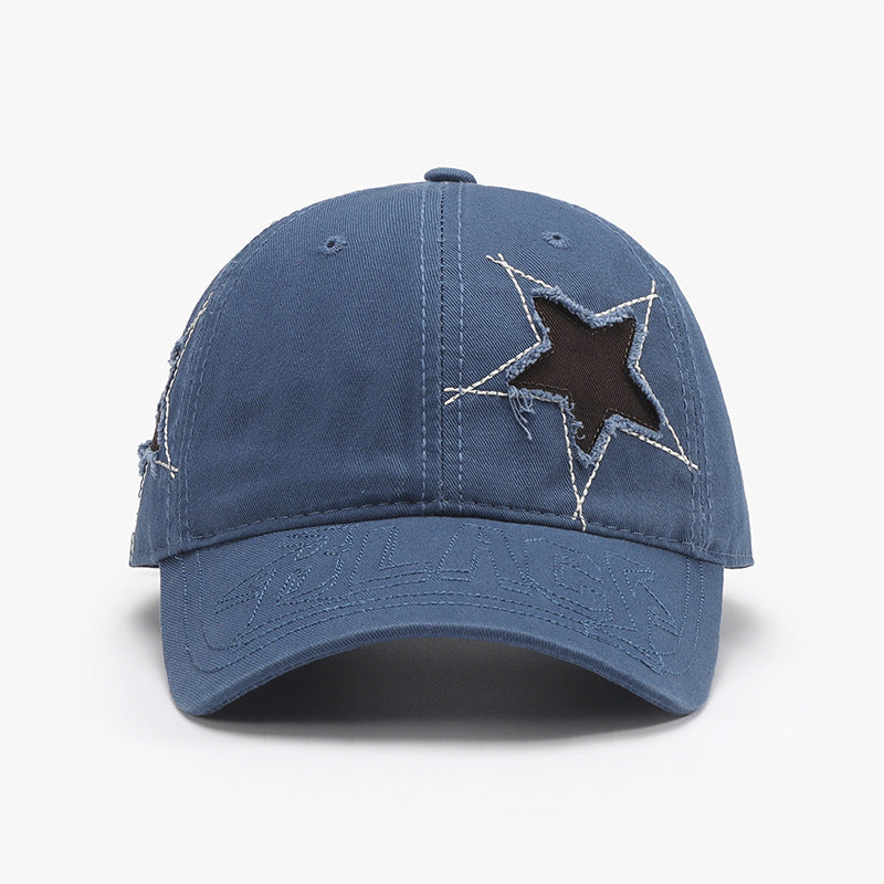 Adjustable Star Raw Hem Cap-BASEBALL HATS-[Adult]-[Female]-Medium-One Size-2022 Online Blue Zone Planet