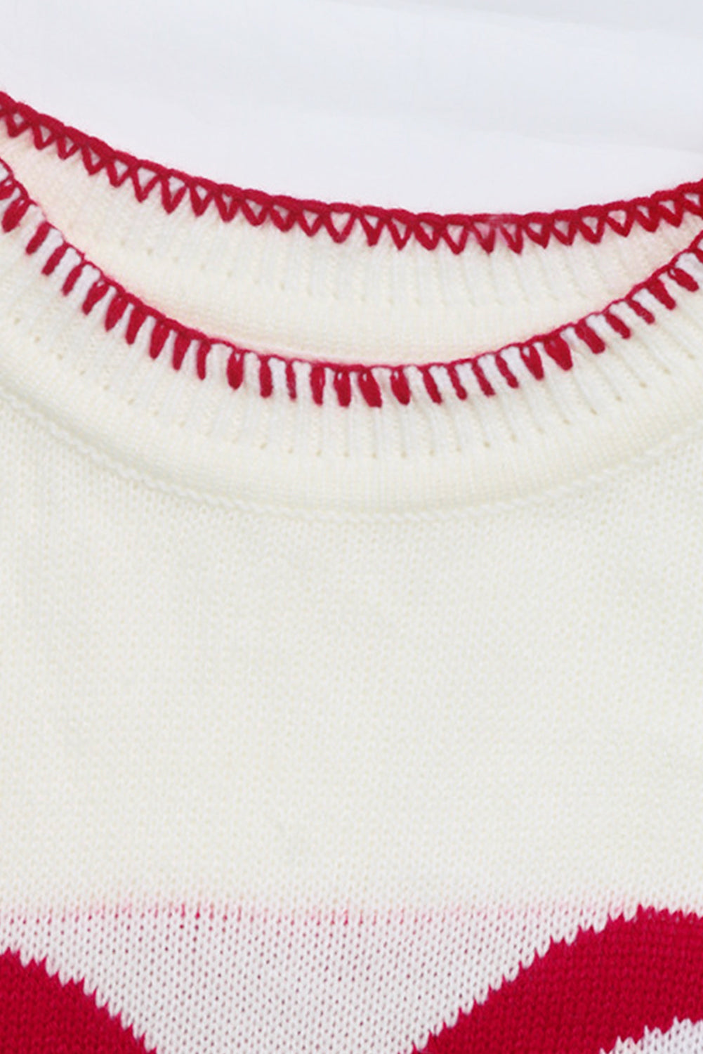 White Bow Pattern Contrast Trim Christmas Loose Graphic Sweater-TOPS / DRESSES-[Adult]-[Female]-2022 Online Blue Zone Planet