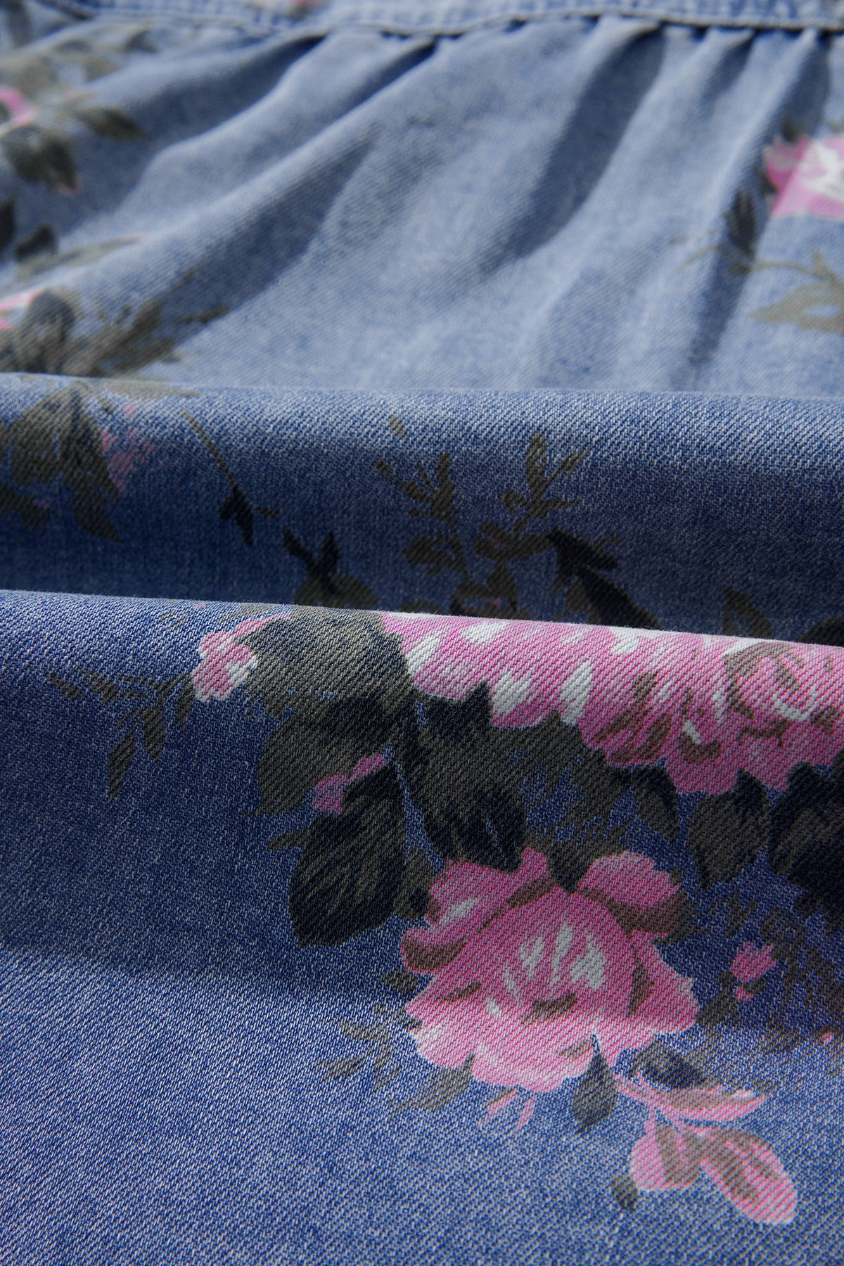 Blue Bracelet Sleeve Floral Denim Shirt-Bracelet-[Adult]-[Female]-2022 Online Blue Zone Planet