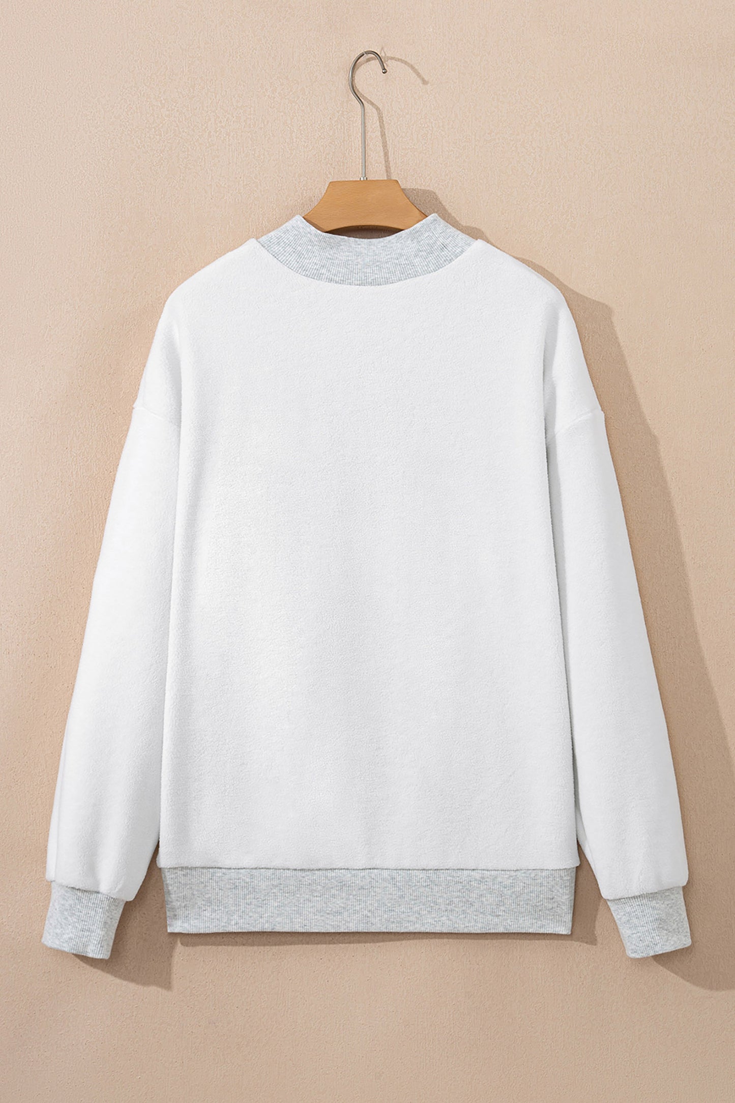 Light Grey Sequin Bow Pumpkin Patch Color Block High Neck Sweatshirt