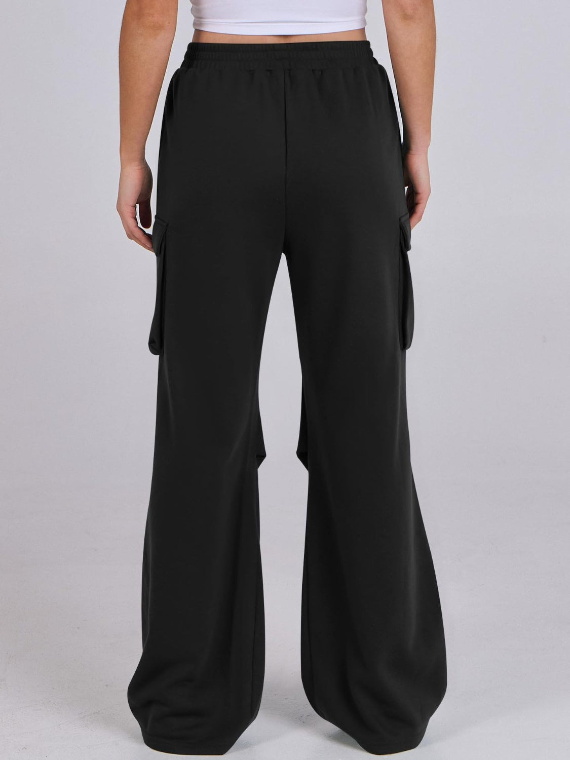 Blue Zone Planet | Elastic Waist Wide Leg Pants with Pockets-BOTTOMS SIZES SMALL MEDIUM LARGE-[Adult]-[Female]-2022 Online Blue Zone Planet