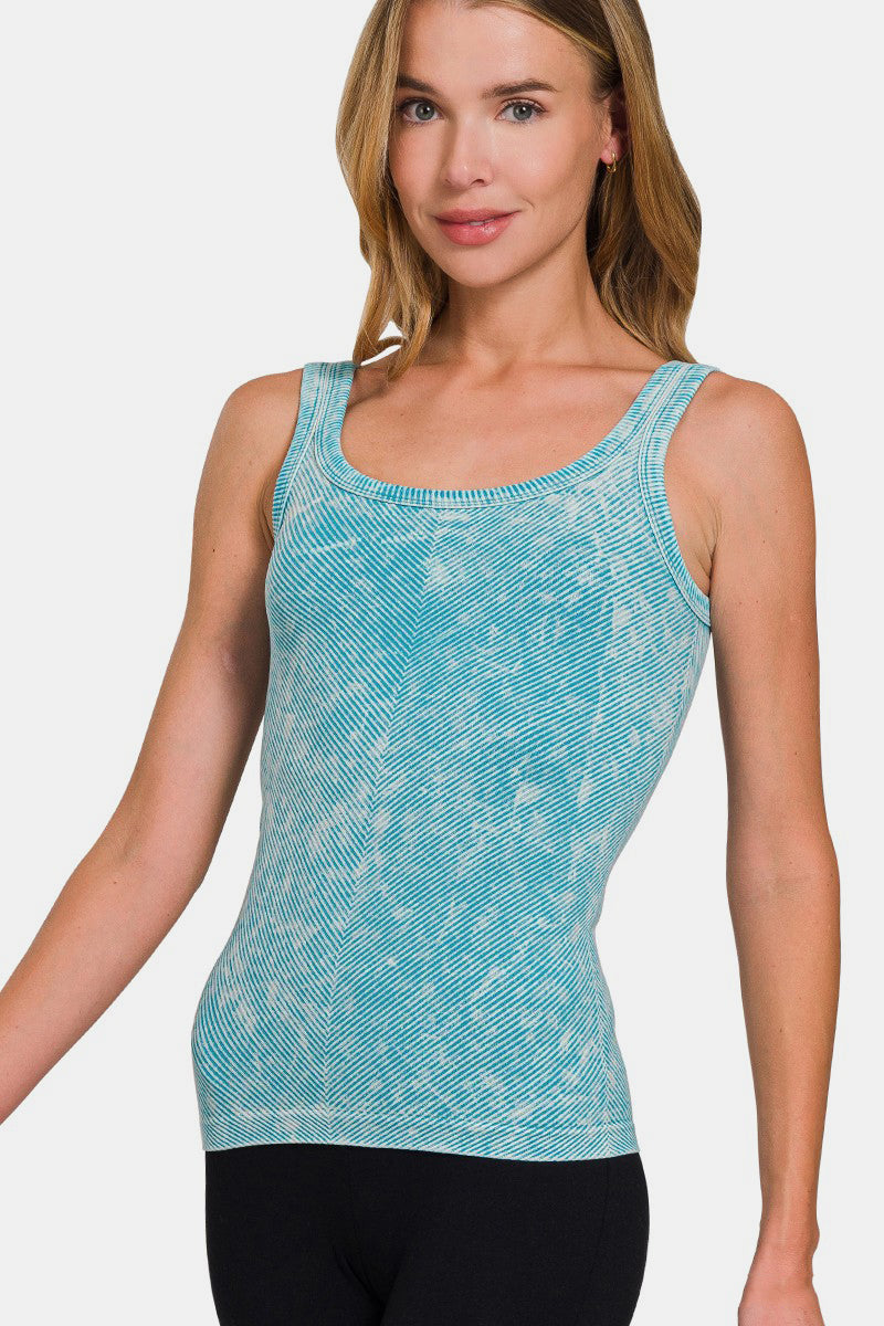 Zenana Ribbed Scoop Neck Tank-TOPS / DRESSES-[Adult]-[Female]-Ice Blue-S/M-2022 Online Blue Zone Planet