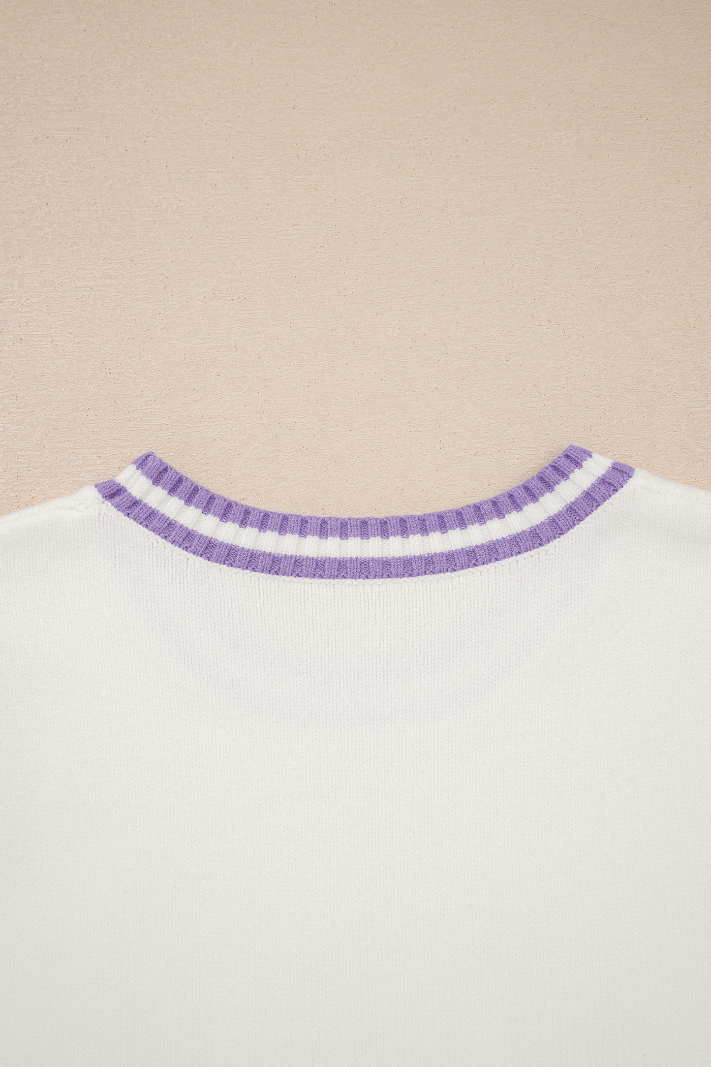 White Mardi Gras Tinsel Letter Graphic Short Sleeve Sweater-Sweaters & Cardigans/Short Sleeve Sweaters-[Adult]-[Female]-2022 Online Blue Zone Planet