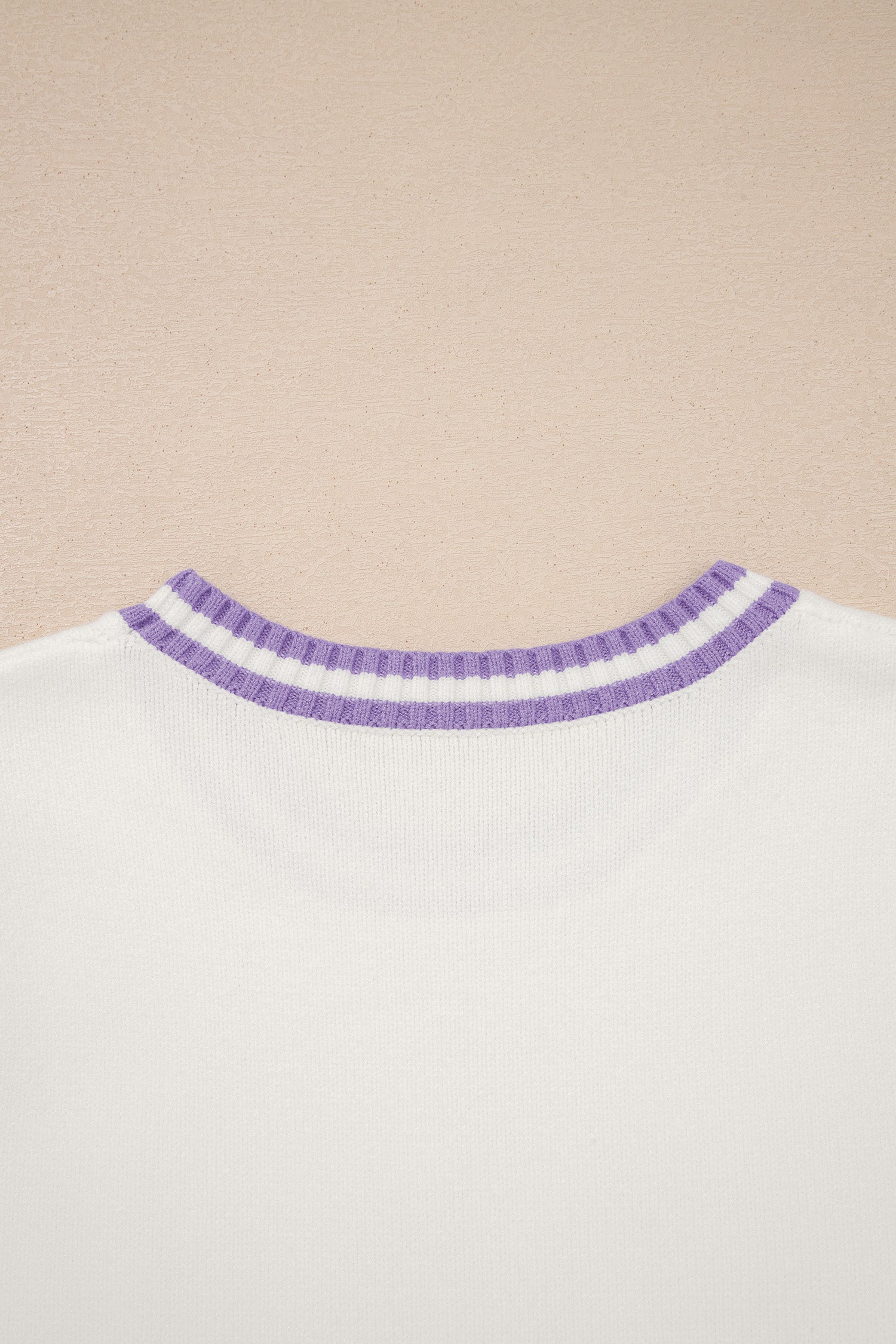 White Mardi Gras Tinsel Letter Graphic Short Sleeve Sweater-Sweaters & Cardigans/Short Sleeve Sweaters-[Adult]-[Female]-2022 Online Blue Zone Planet