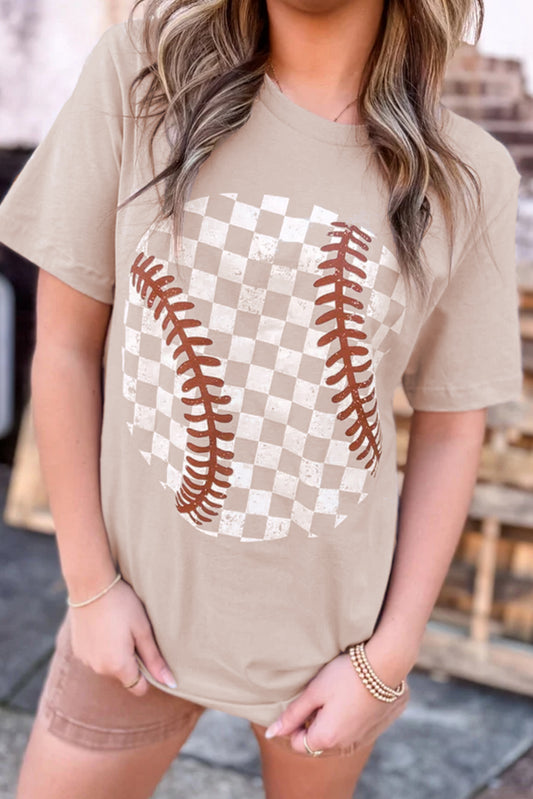 Jet Stream Checkered Baseball Graphic Tee-Graphic/Graphic Tees-[Adult]-[Female]-Jet Stream-S-2022 Online Blue Zone Planet