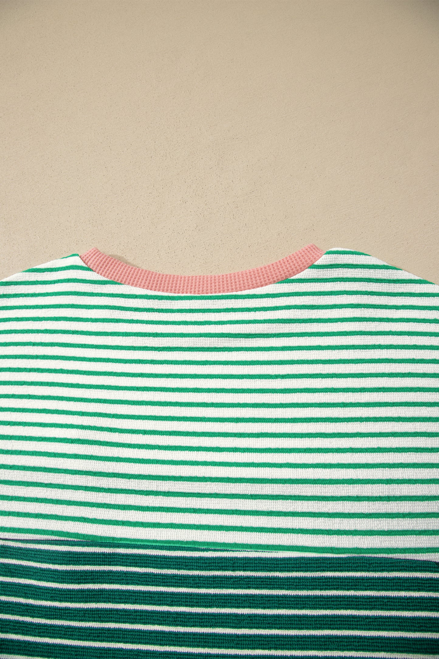 Green Stripe Contrast Print Color Block Detail Relaxed Tee-Tops/Tops & Tees-[Adult]-[Female]-2022 Online Blue Zone Planet