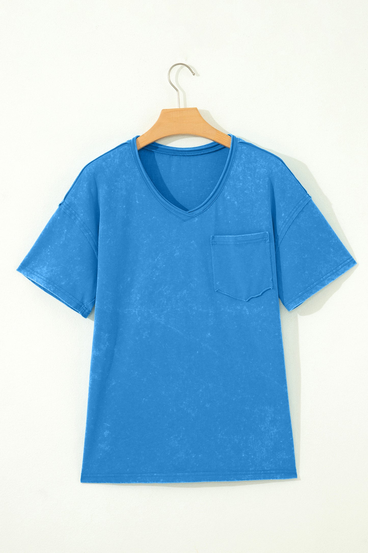 Blue Cotton Mineral Wash T Shirt-Tops/Tops & Tees-[Adult]-[Female]-2022 Online Blue Zone Planet