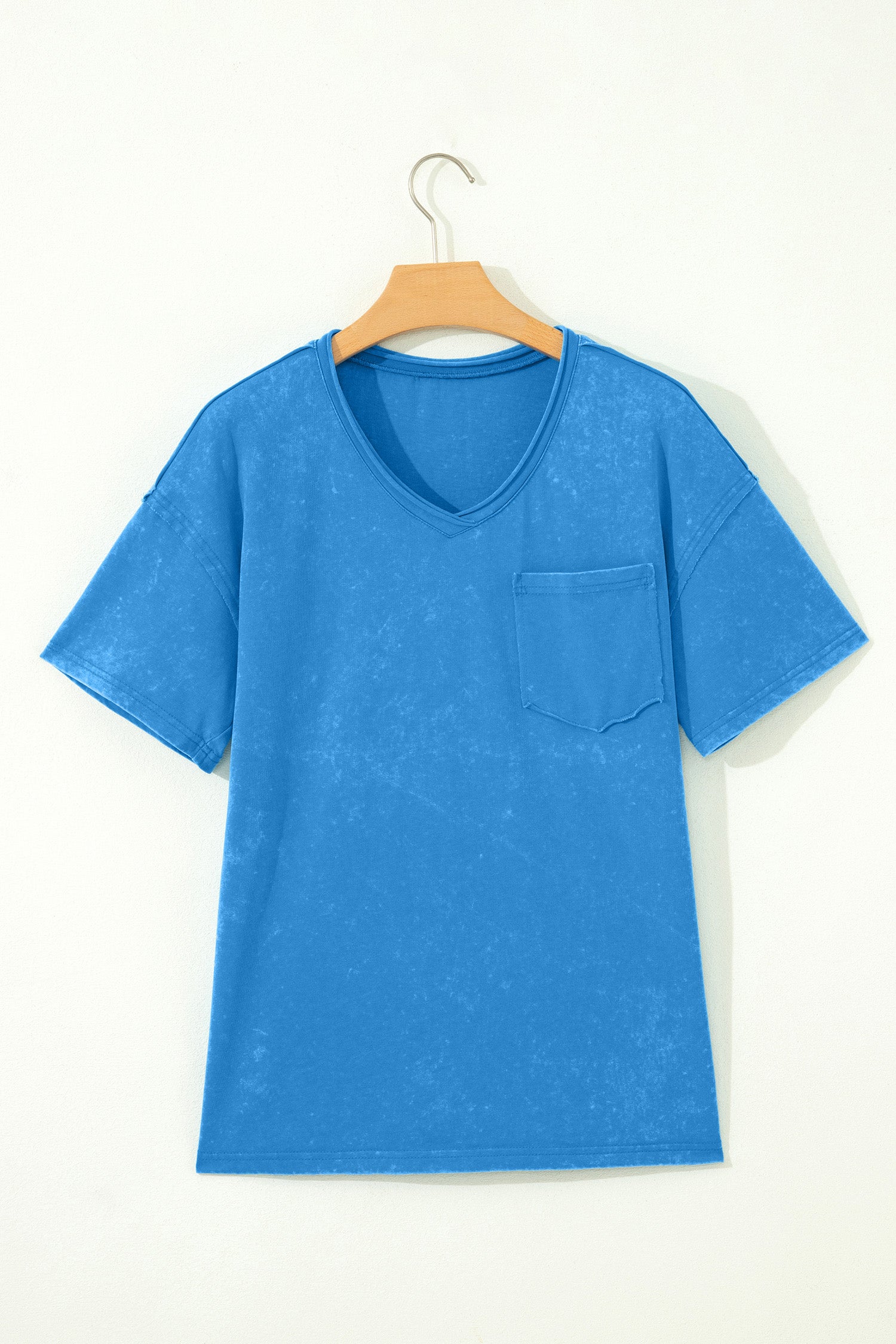 Blue Cotton Mineral Wash T Shirt-Tops/Tops & Tees-[Adult]-[Female]-2022 Online Blue Zone Planet