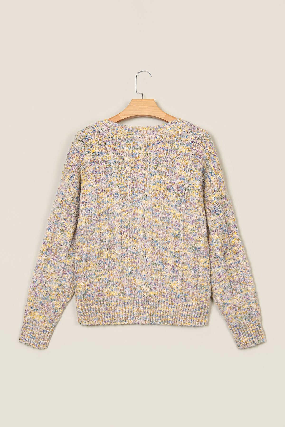 Multicolour Cozy Cable Knit Round Neck Long Sleeve Confetti Sweater-TOPS / DRESSES-[Adult]-[Female]-2022 Online Blue Zone Planet