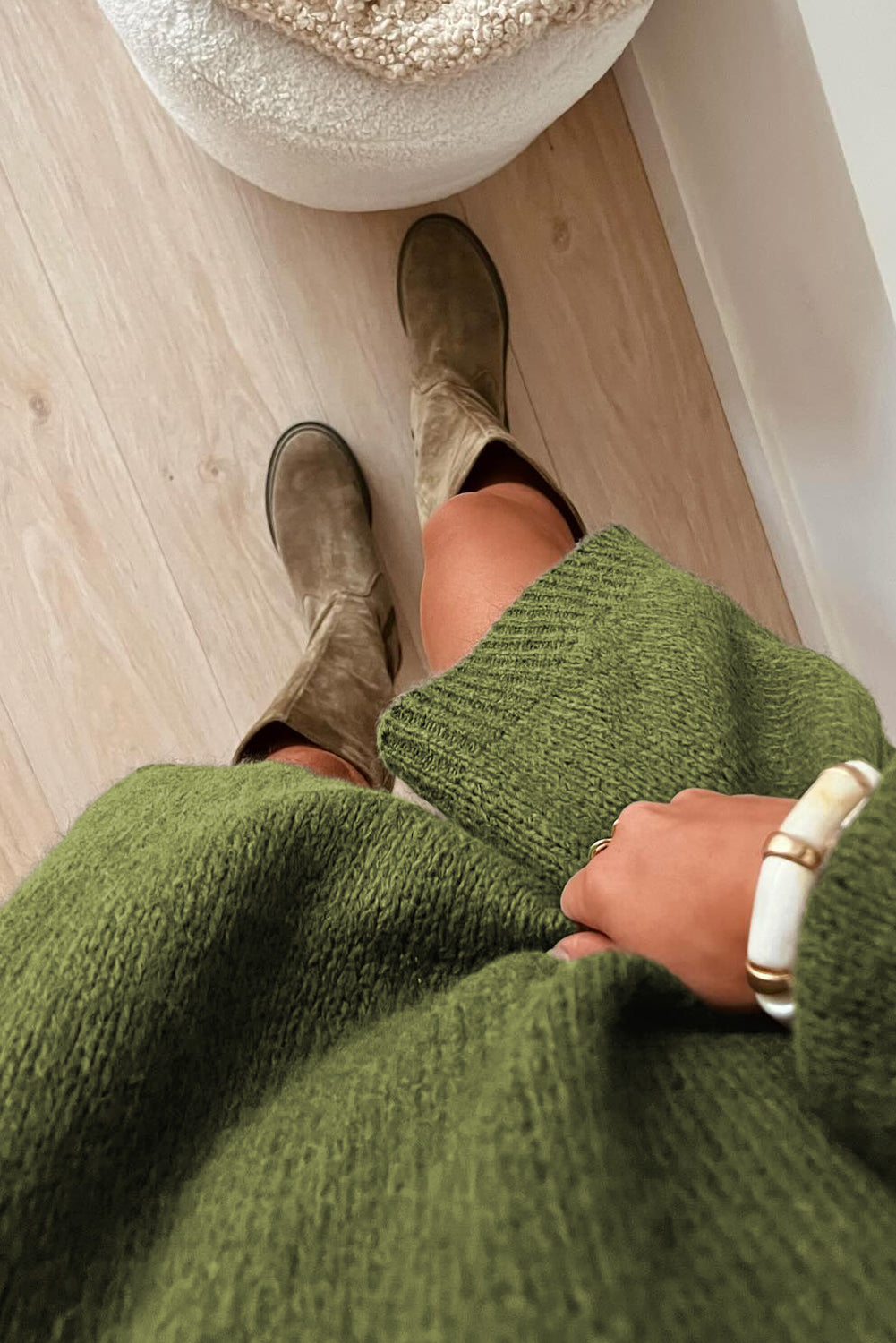 Four Leaf Clover Oversize Drop Shoulder Slouchy Sweater Dress-TOPS / DRESSES-[Adult]-[Female]-2022 Online Blue Zone Planet