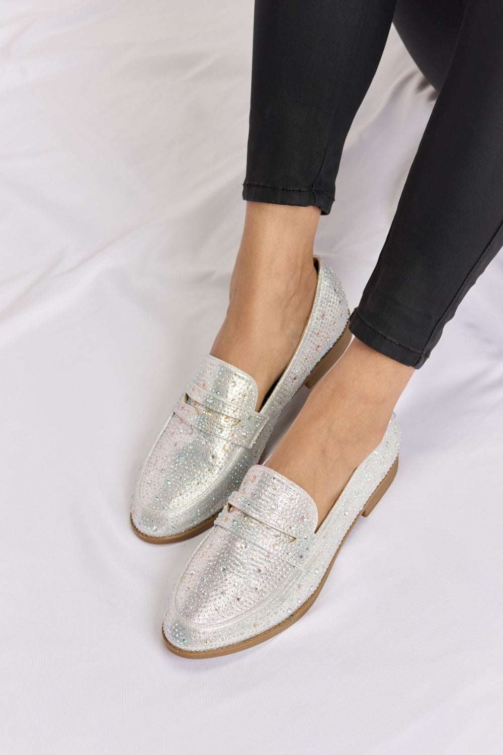 Forever Link Rhinestone Point Toe Loafers-SHOES-[Adult]-[Female]-2022 Online Blue Zone Planet