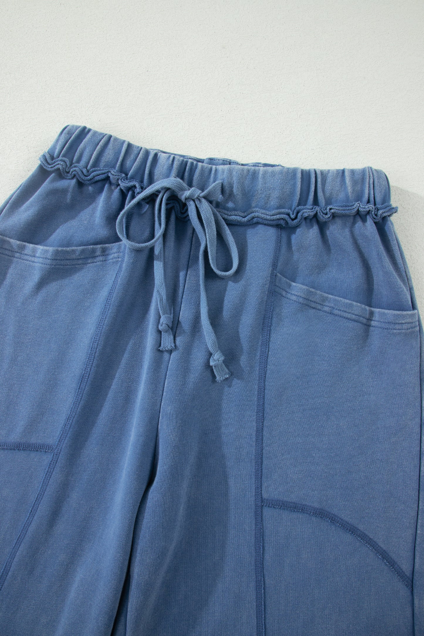 Ashleigh Blue Mineral Wash Drawstring Retro High Waist Wide Leg Western Pants-Bottoms/Pants & Culotte-[Adult]-[Female]-2022 Online Blue Zone Planet