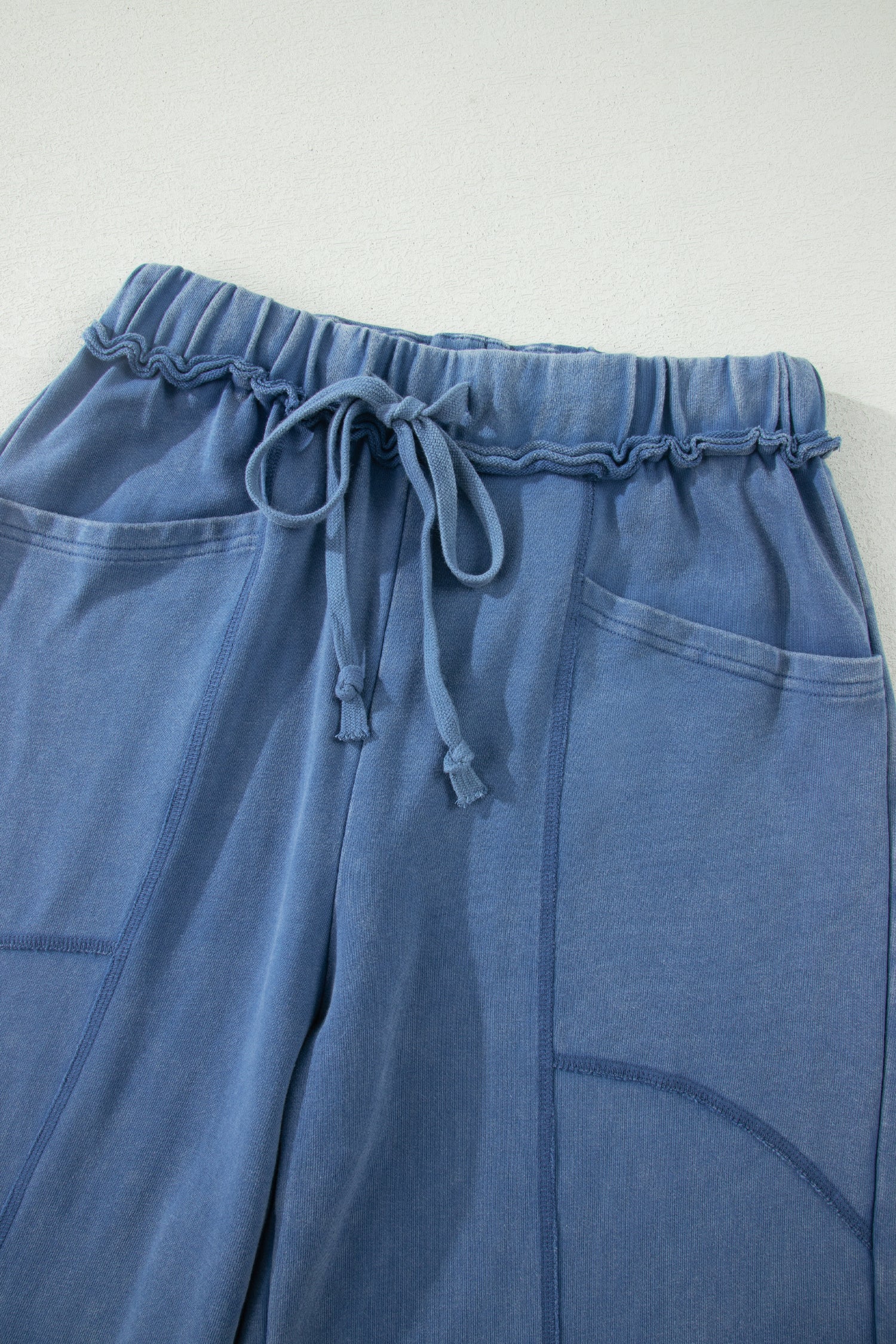 Ashleigh Blue Mineral Wash Drawstring Retro High Waist Wide Leg Western Pants-Bottoms/Pants & Culotte-[Adult]-[Female]-2022 Online Blue Zone Planet