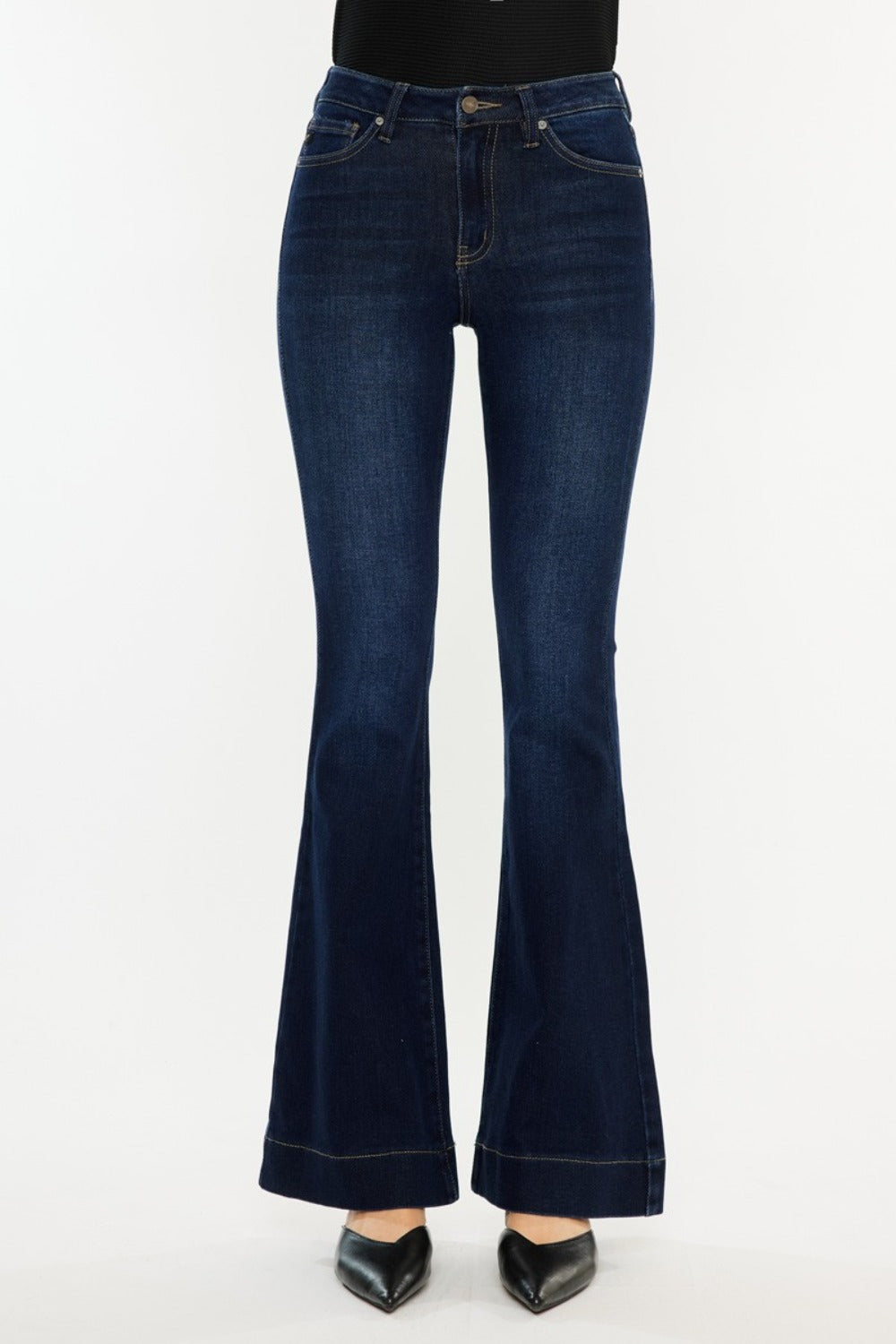 Kancan High Rise Slim Flare Jeans-BOTTOMS SIZES SMALL MEDIUM LARGE-[Adult]-[Female]-2022 Online Blue Zone Planet